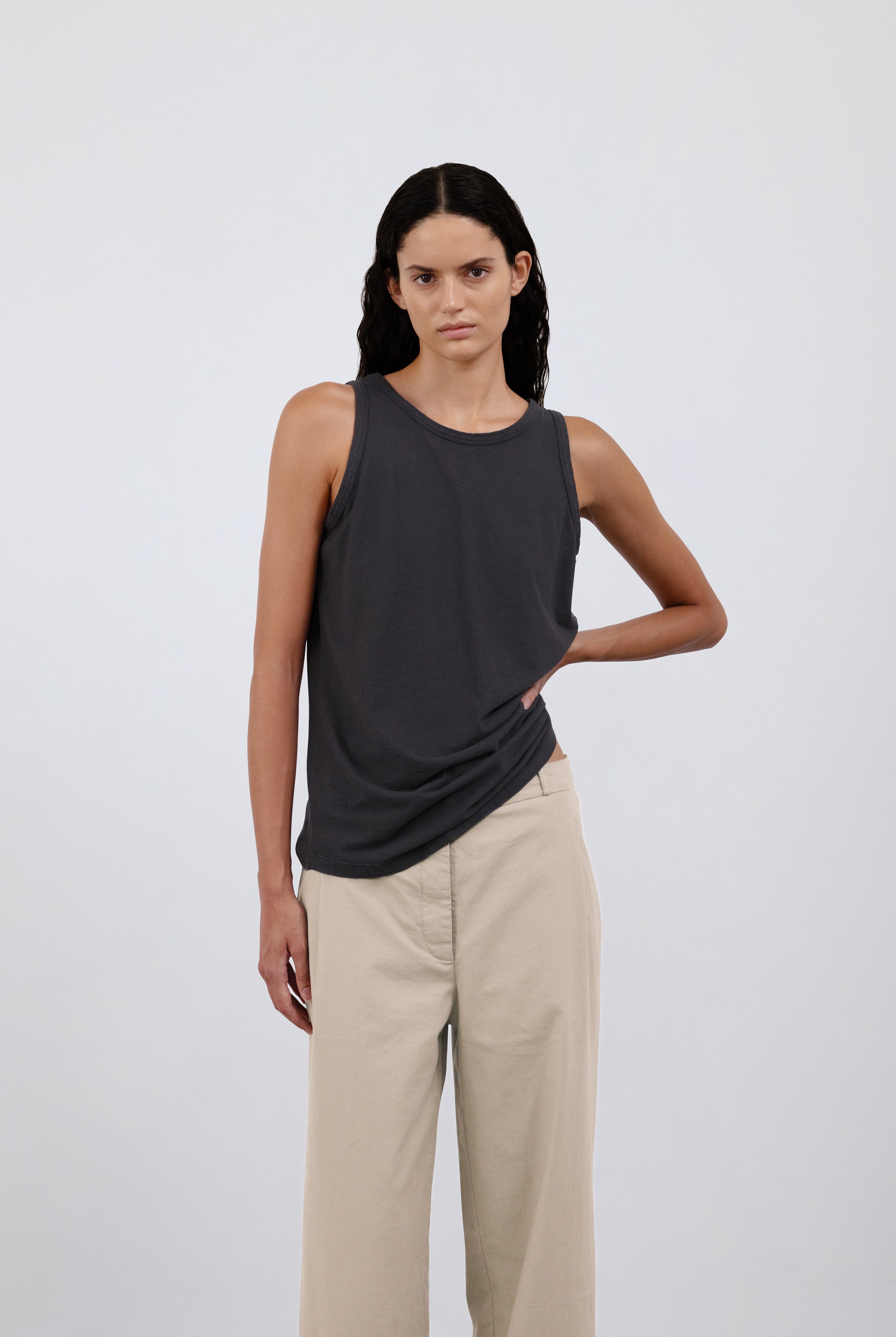 The Selene in Pitch Black with The Alex in Beige.
