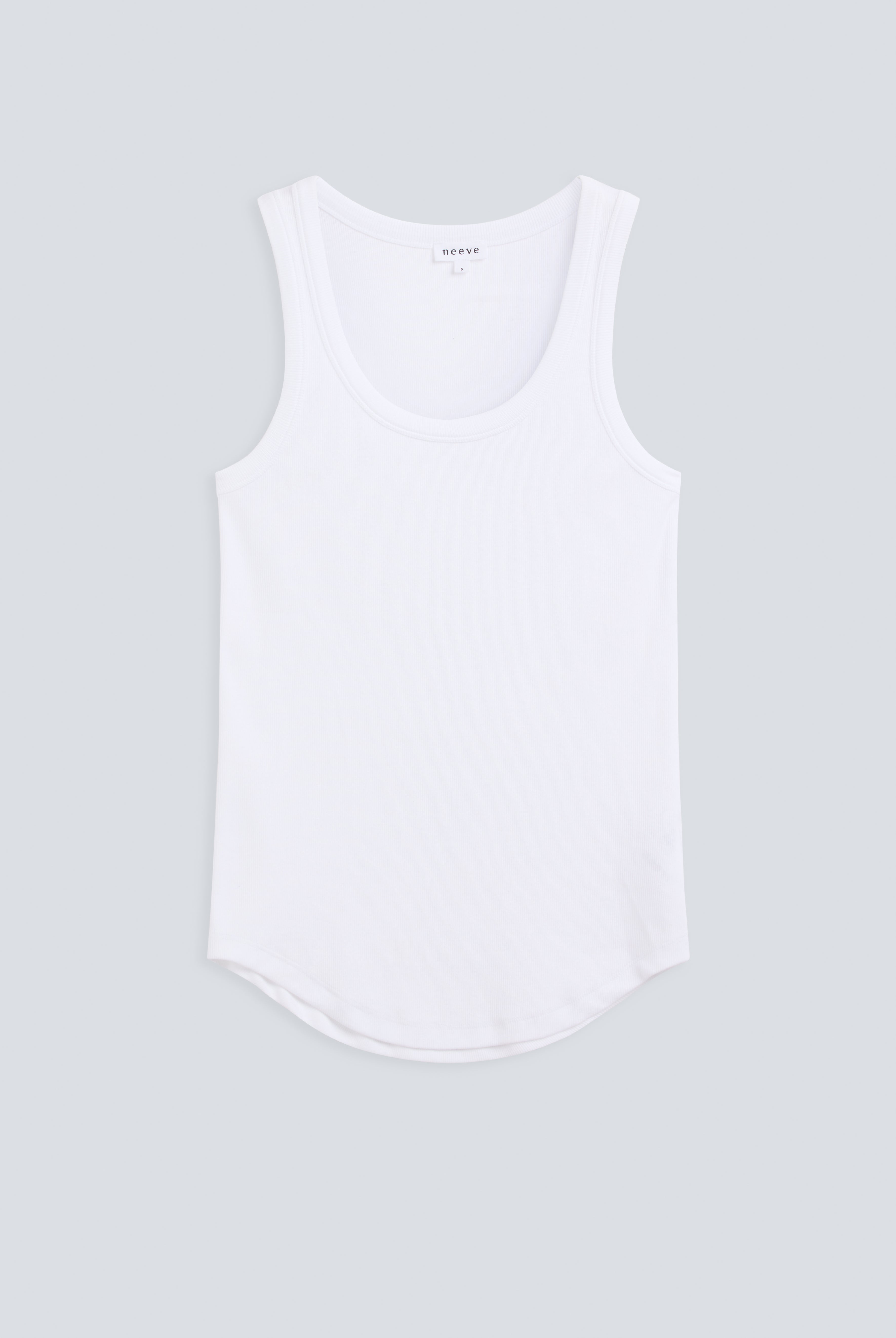 The Josie Tank Top in Crispy White. Made from 95% organic cotton with 5% elastane. Front view. GOTS
