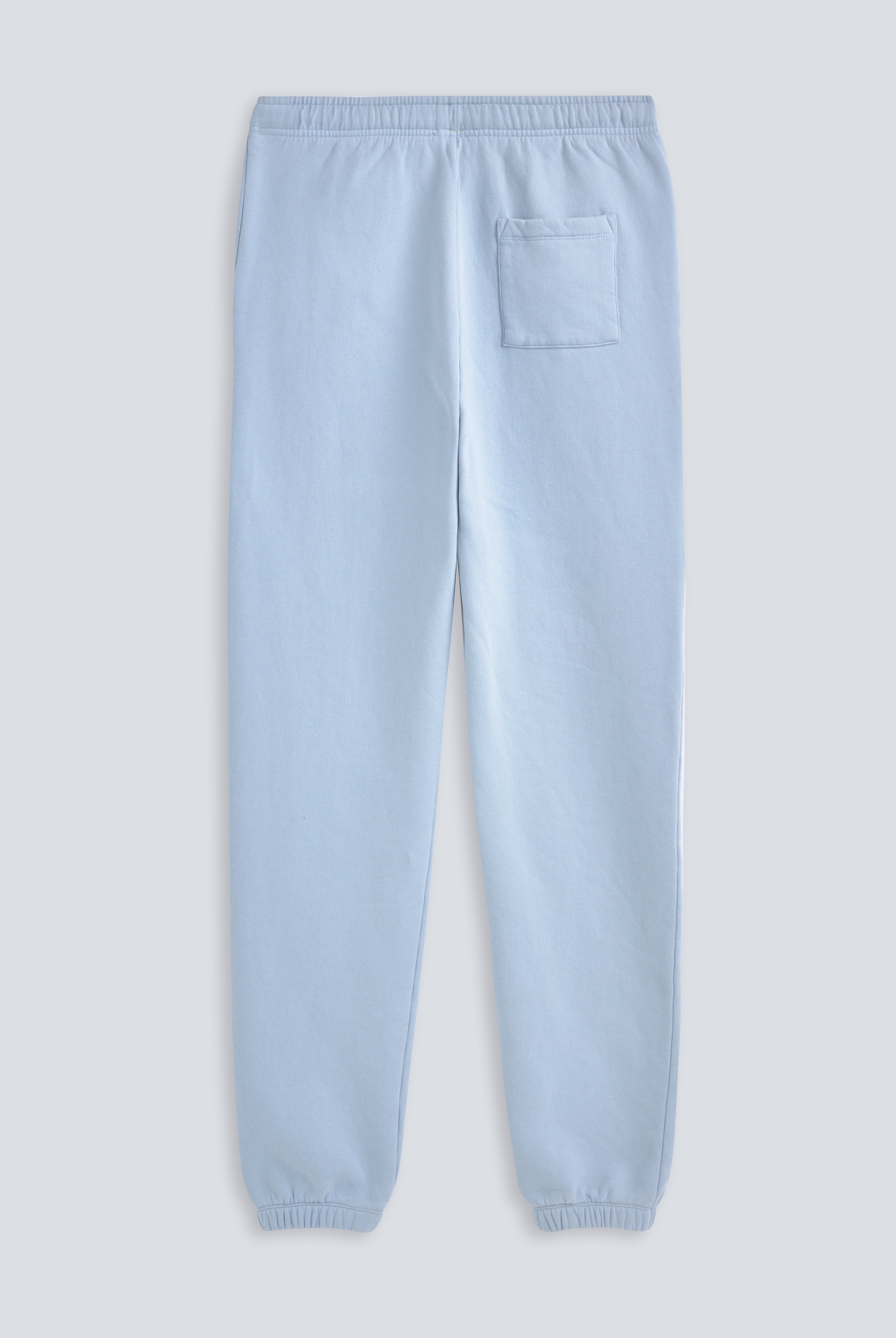 The Abby blue fog sweatpants back view, tapered cut