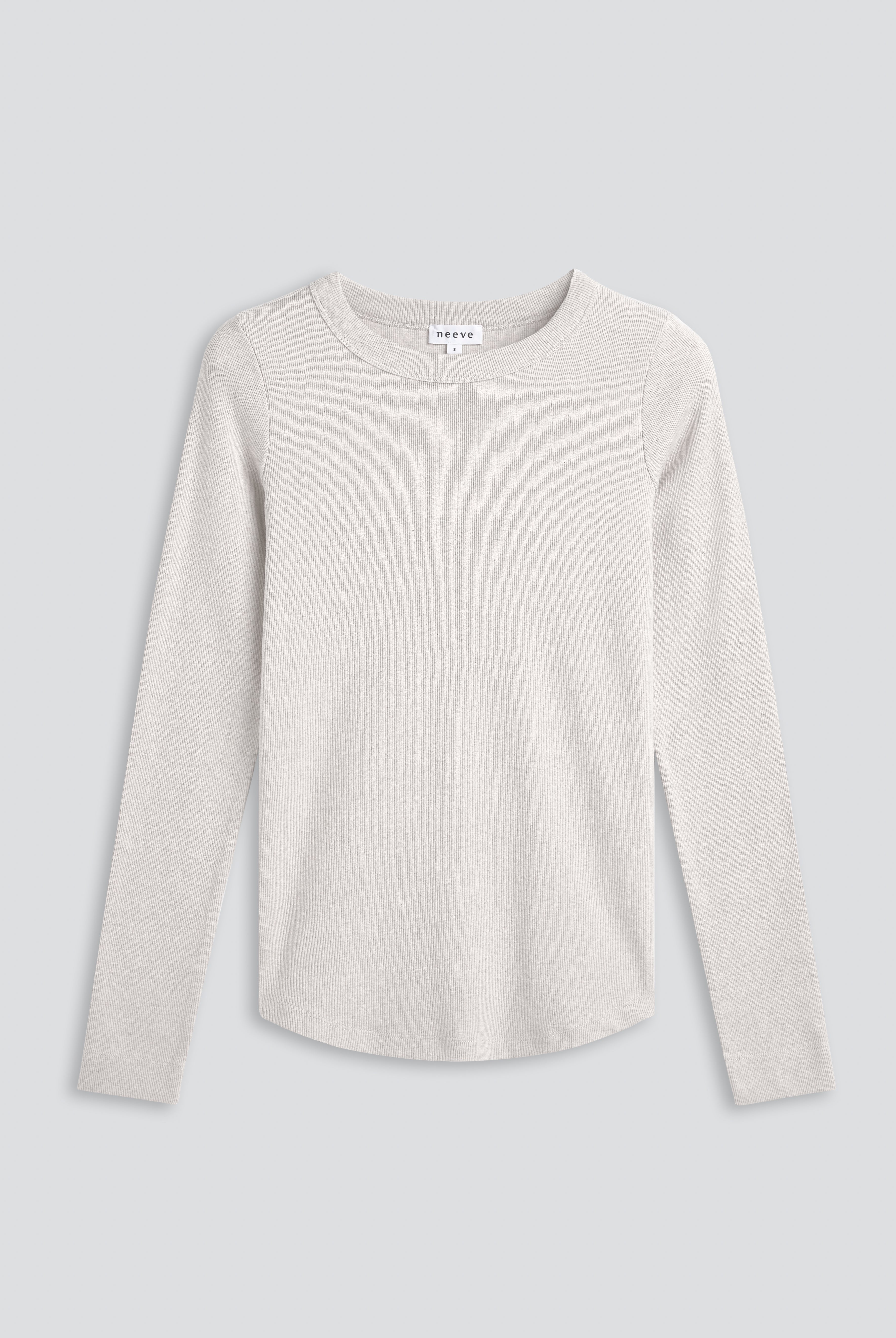 The Ella beige melange long sleeve top - front view