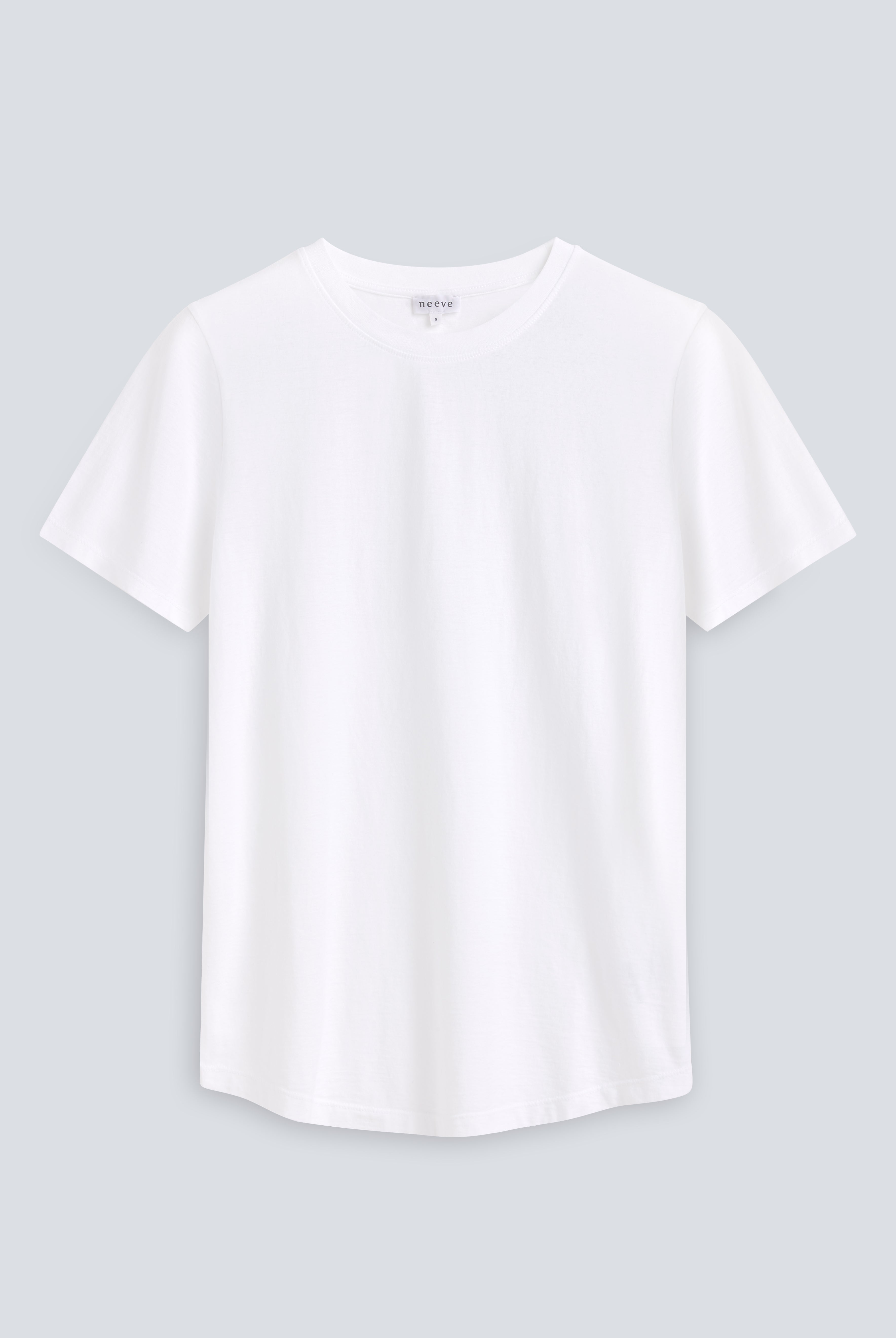 The Michelle crew-neck t-shirt in crispy white front, GOTS certified organic cotton