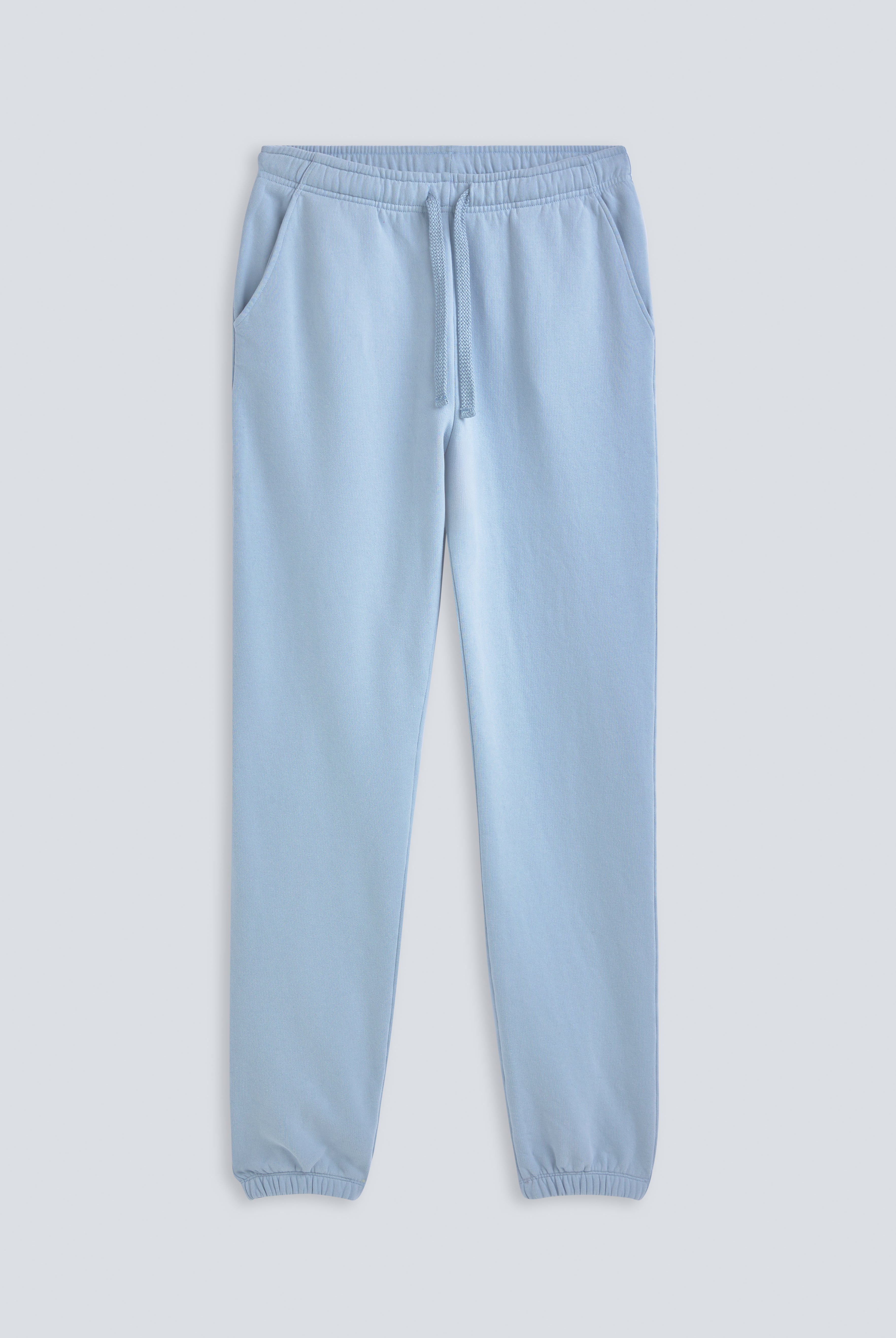The Abby in Blue Fog, front view. 100% organic cotton fleece. Made in Portugal.