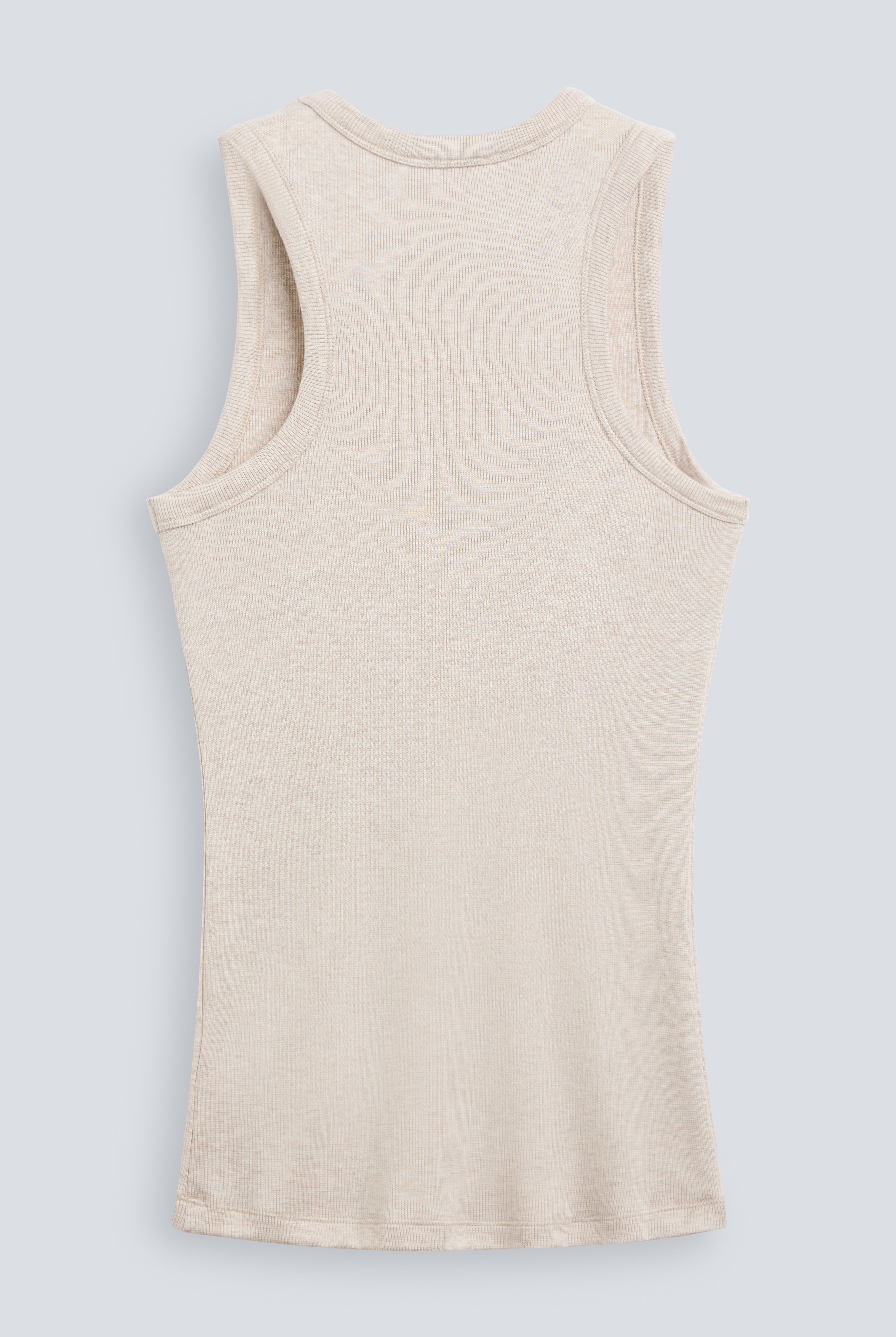 The Erin in Beige Melange. 98% modal lenzing with 2% elastane. Back view.