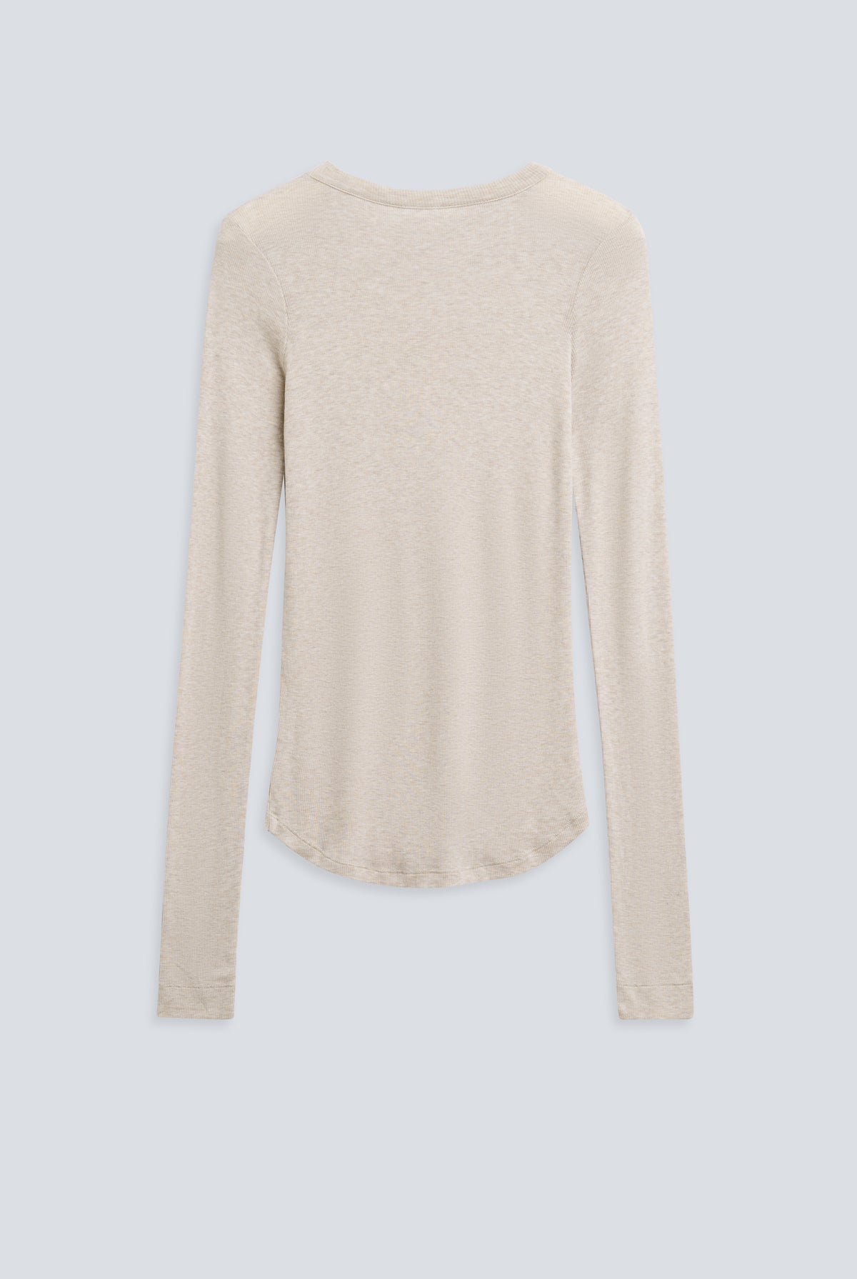 The Georgia in Beige Melange. Long sleeve. 98% modal with 2% elastane. Back view.