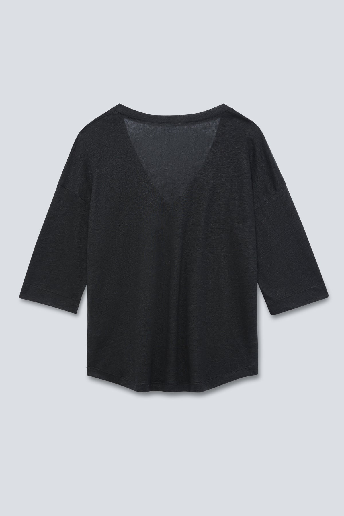 Leinentop mit V-Ausschnitt in Essential Black.