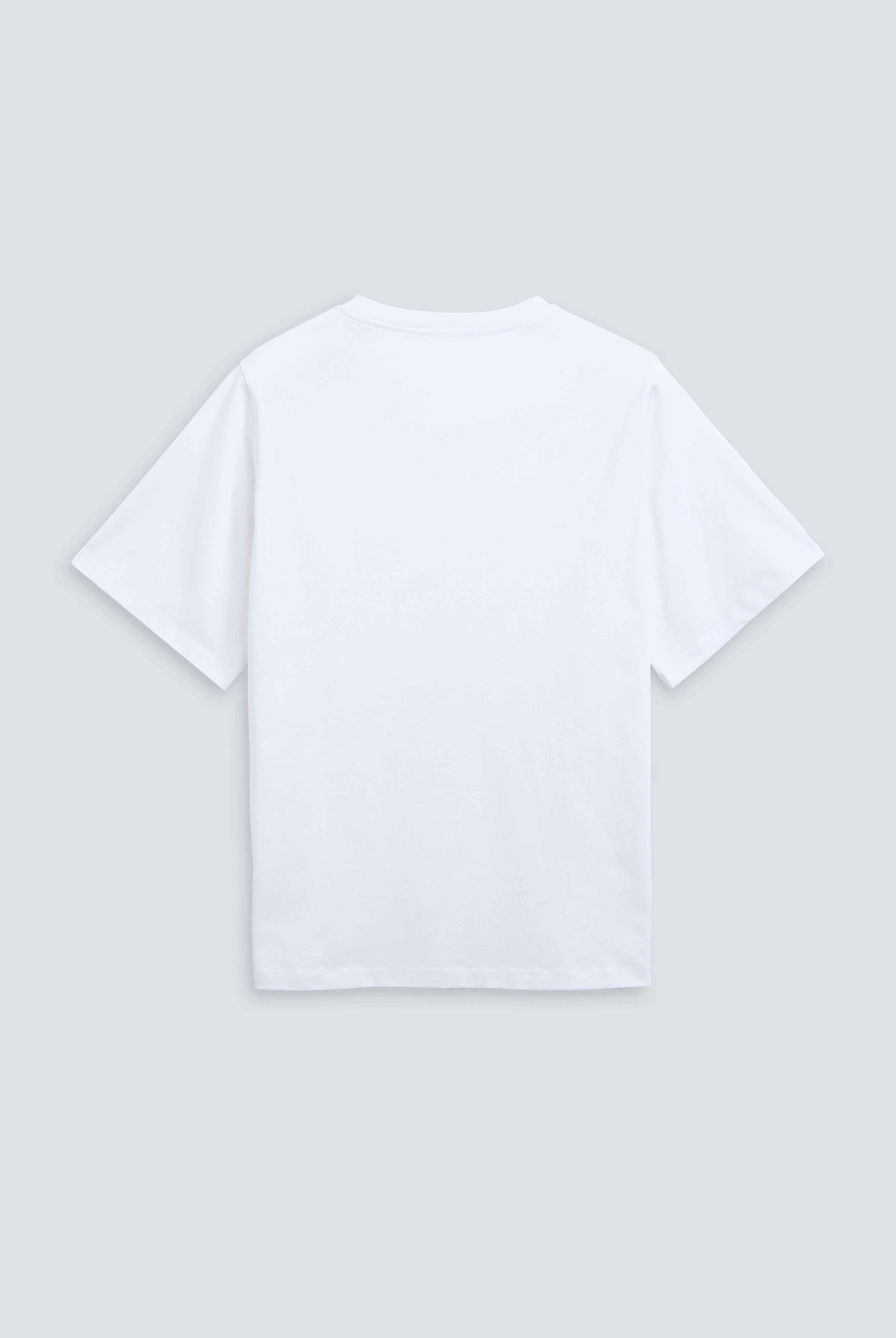 The Jess in Crispy White. 180 grams organic cotton. GOTS certified. Back view.