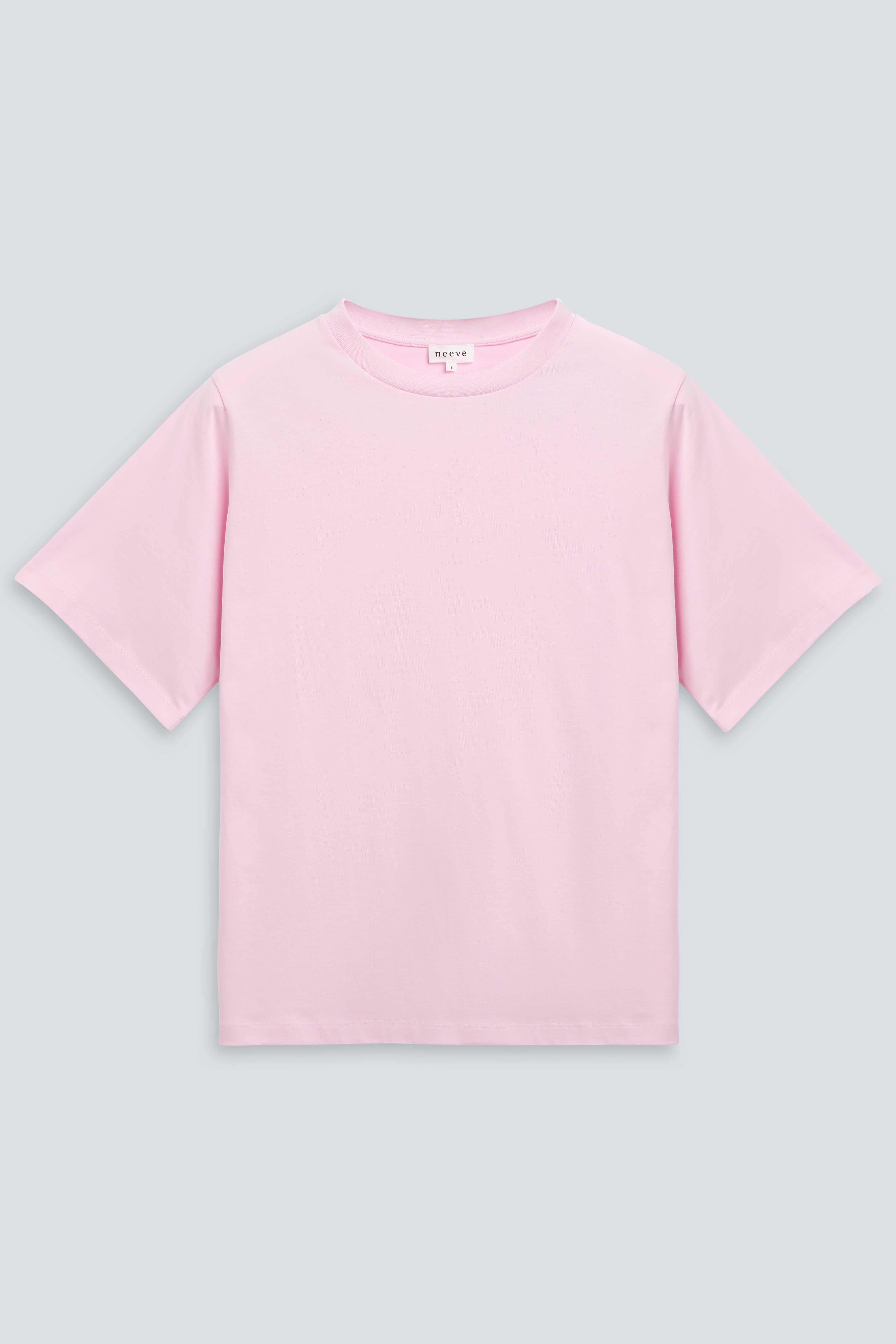 The Jess in Rose Pink. 180 grams organic cotton. GOTS certified. Front view.