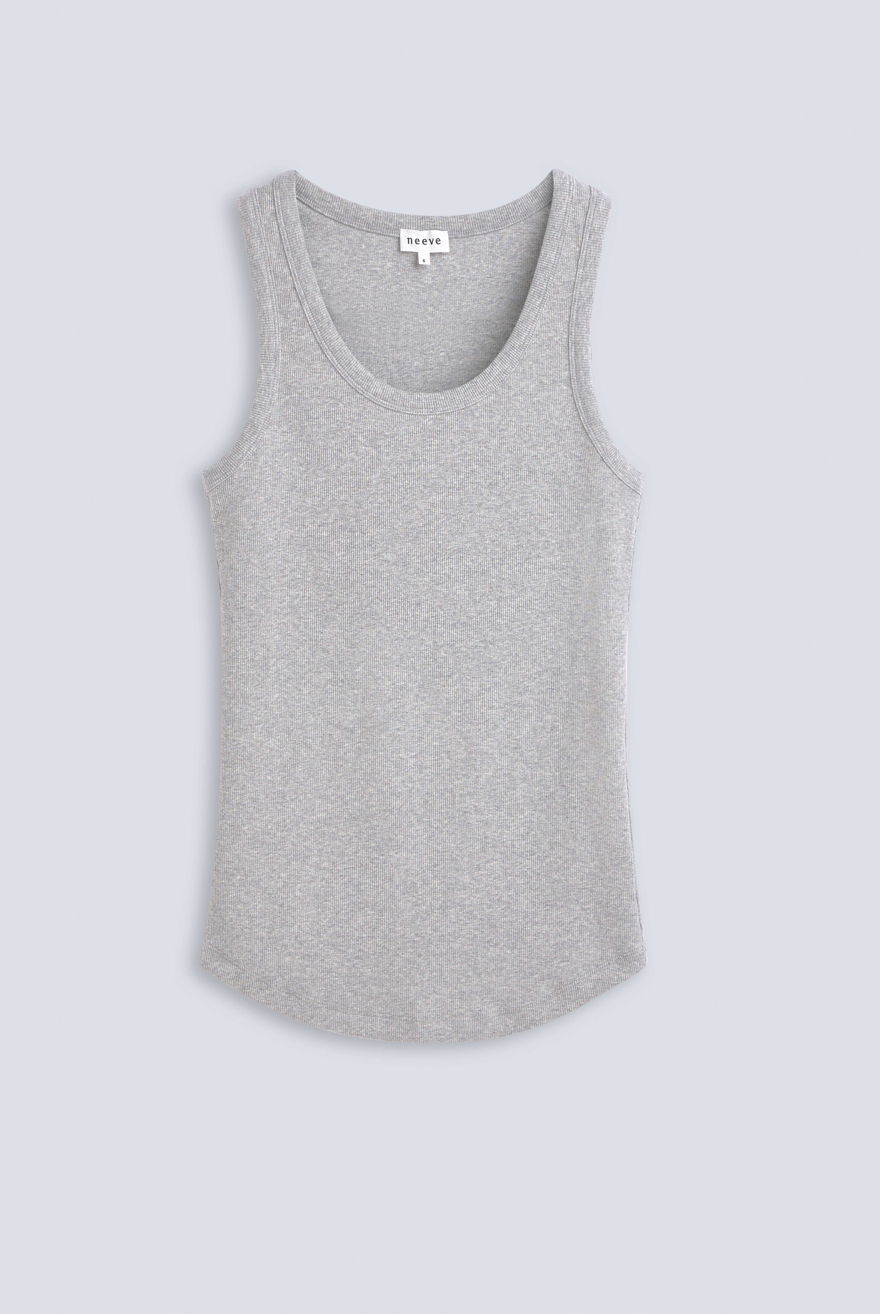 The Josie Tank Top in Grey Melange. Made from 95% organic cotton with 5% elastane. Front view. GOTS