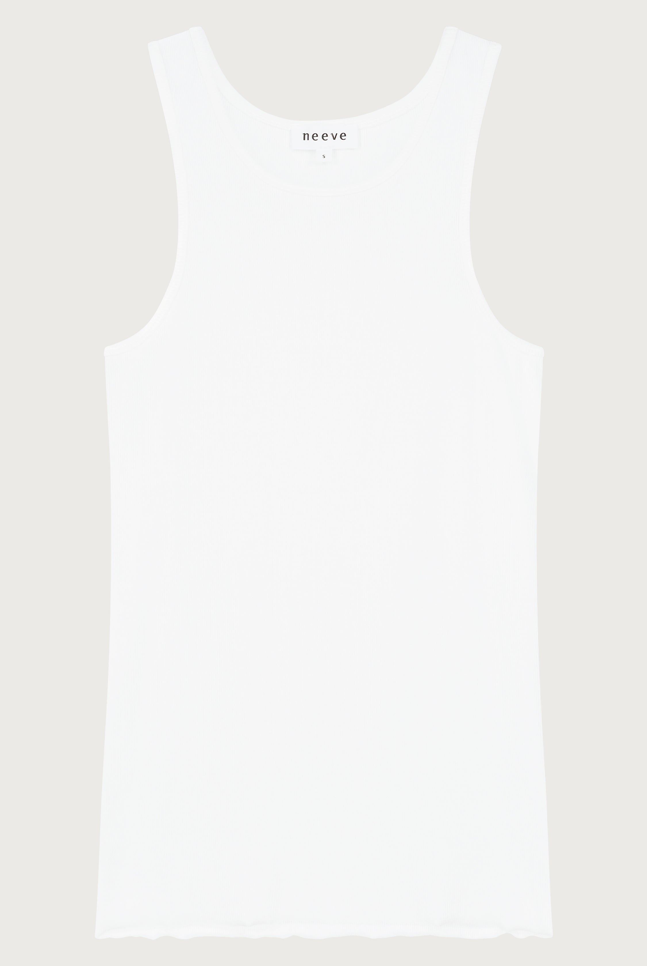 The Kate off-white tank front view, 95% organic cotton 5% elastane