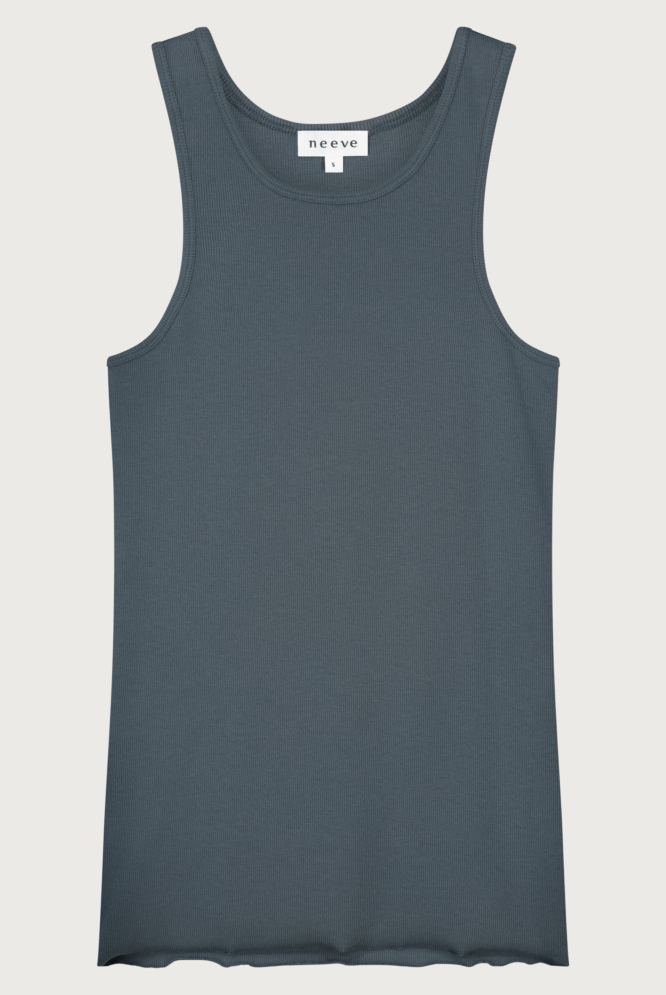 The Kate stone tank front view, 95% organic cotton 5% elastane made in Portugal