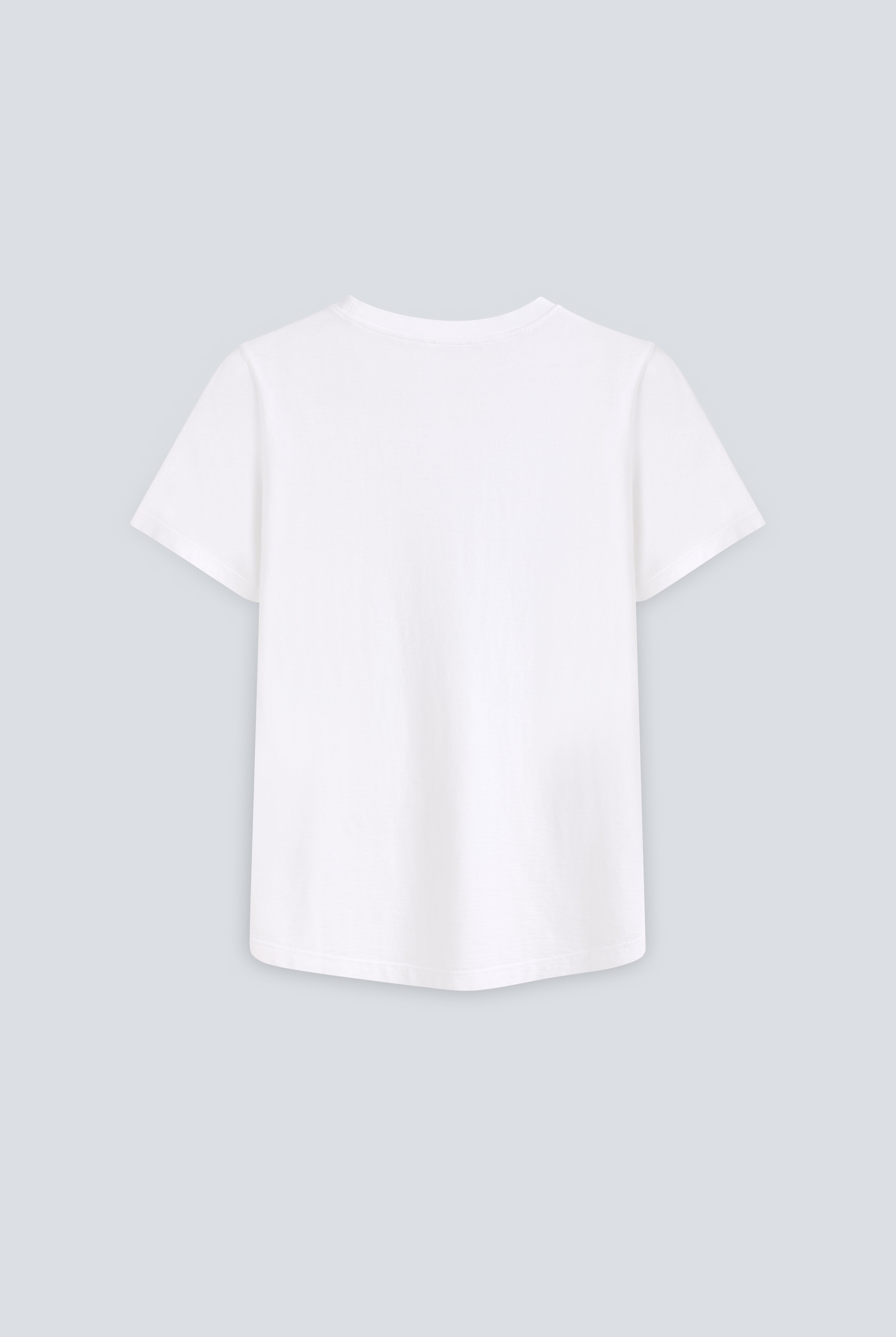 The Michelle Crispy White. 140 grams, 100% organic cotton. Back view. GOTS