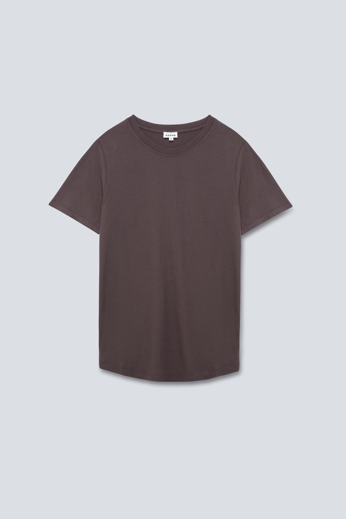 The Michelle in Plum. Crew-neck T-shirt, 100% organic cotton, 140 grams. Front view.