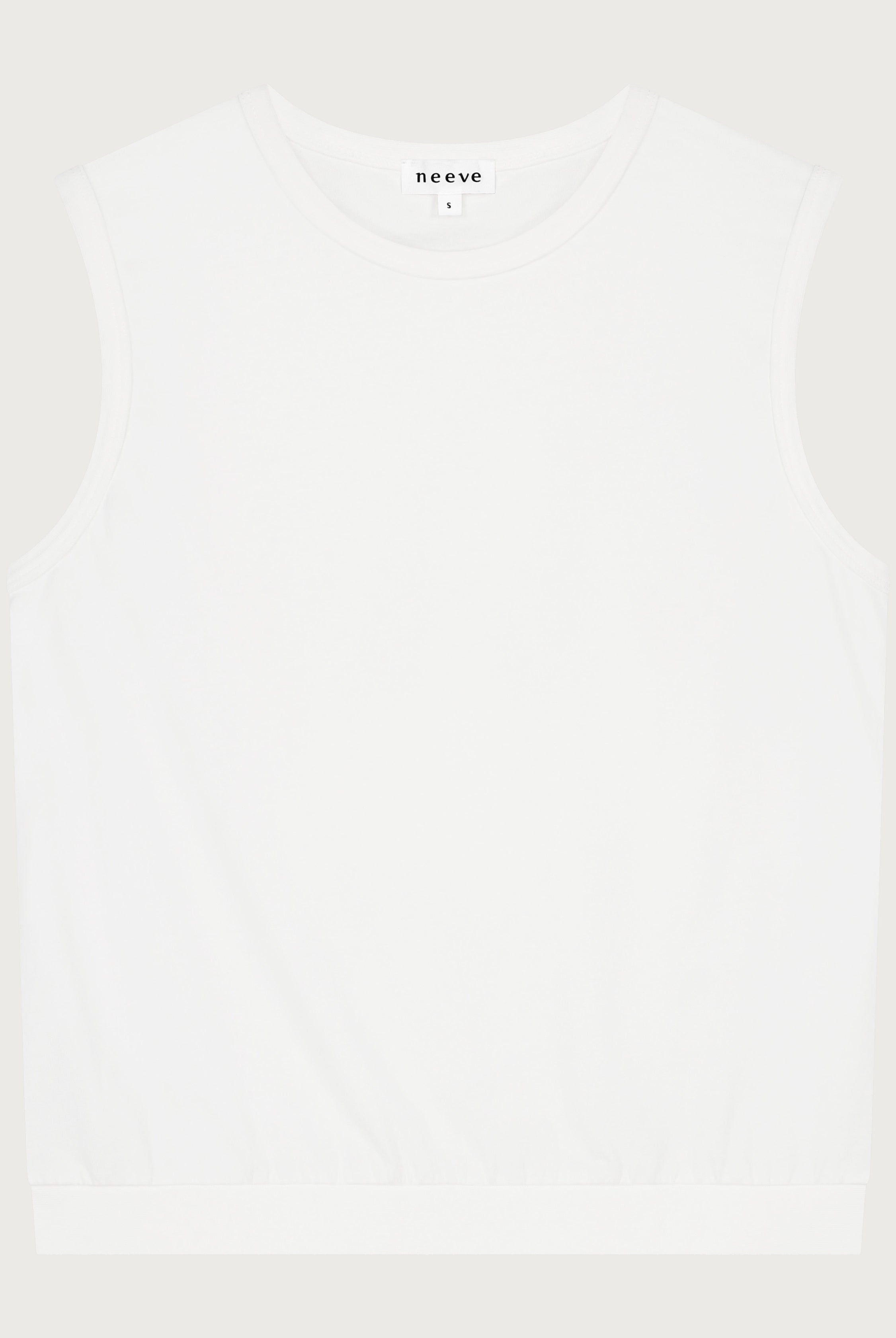 The Noémi crispy white tank top front view, 180g organic cotton