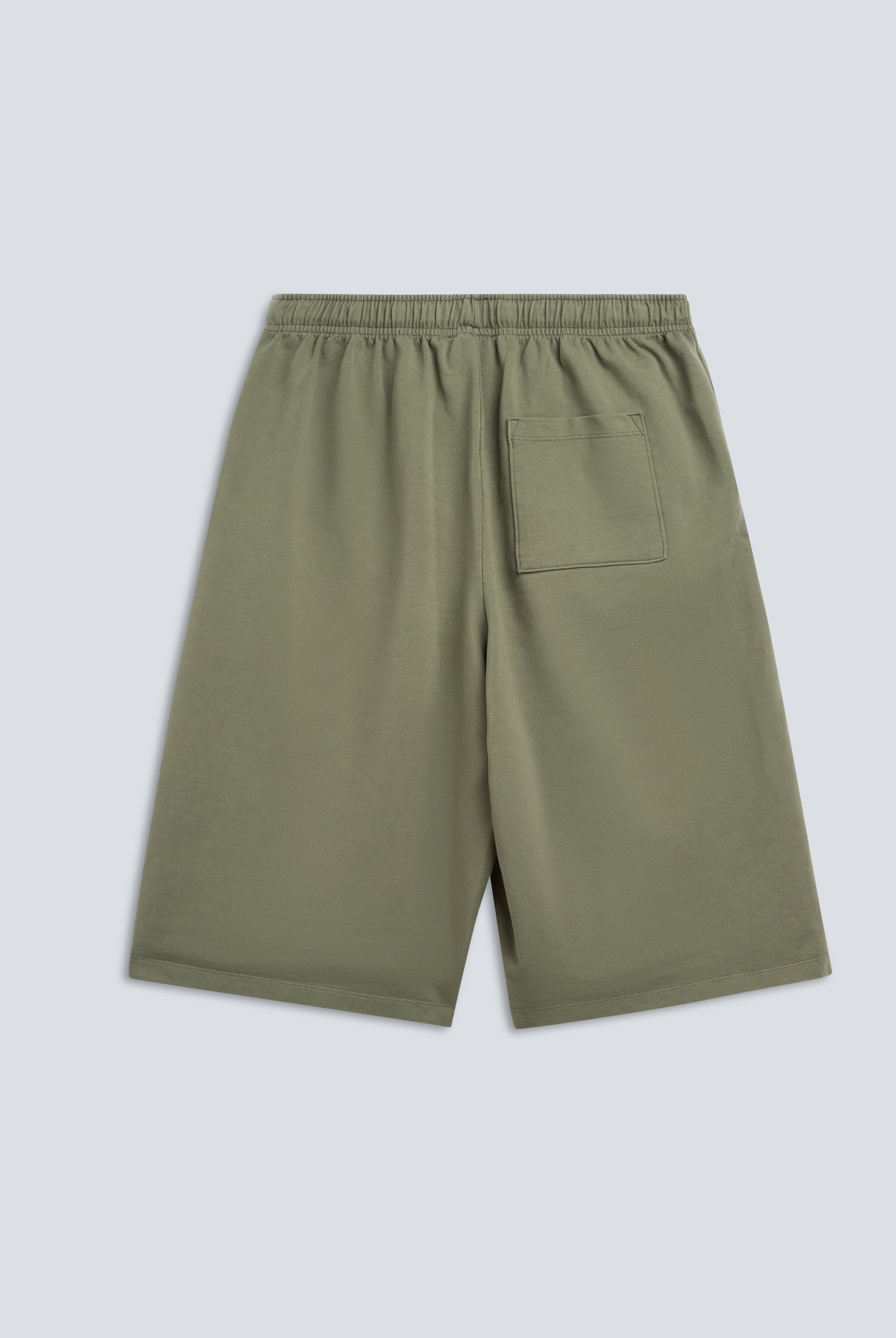 The Posey in Olive. Back view, pocket 100% organic cotton babyfleece. GOTS certified.