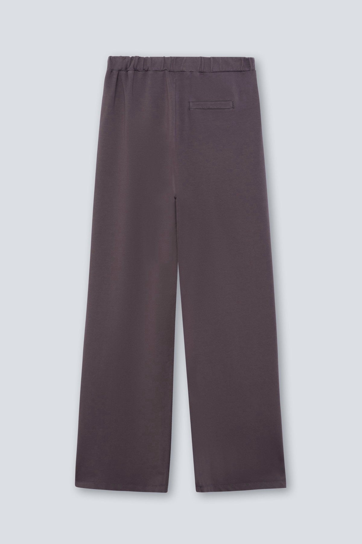 Babyfleece-Hose mit weitem Bein in Plum. Rückansicht.