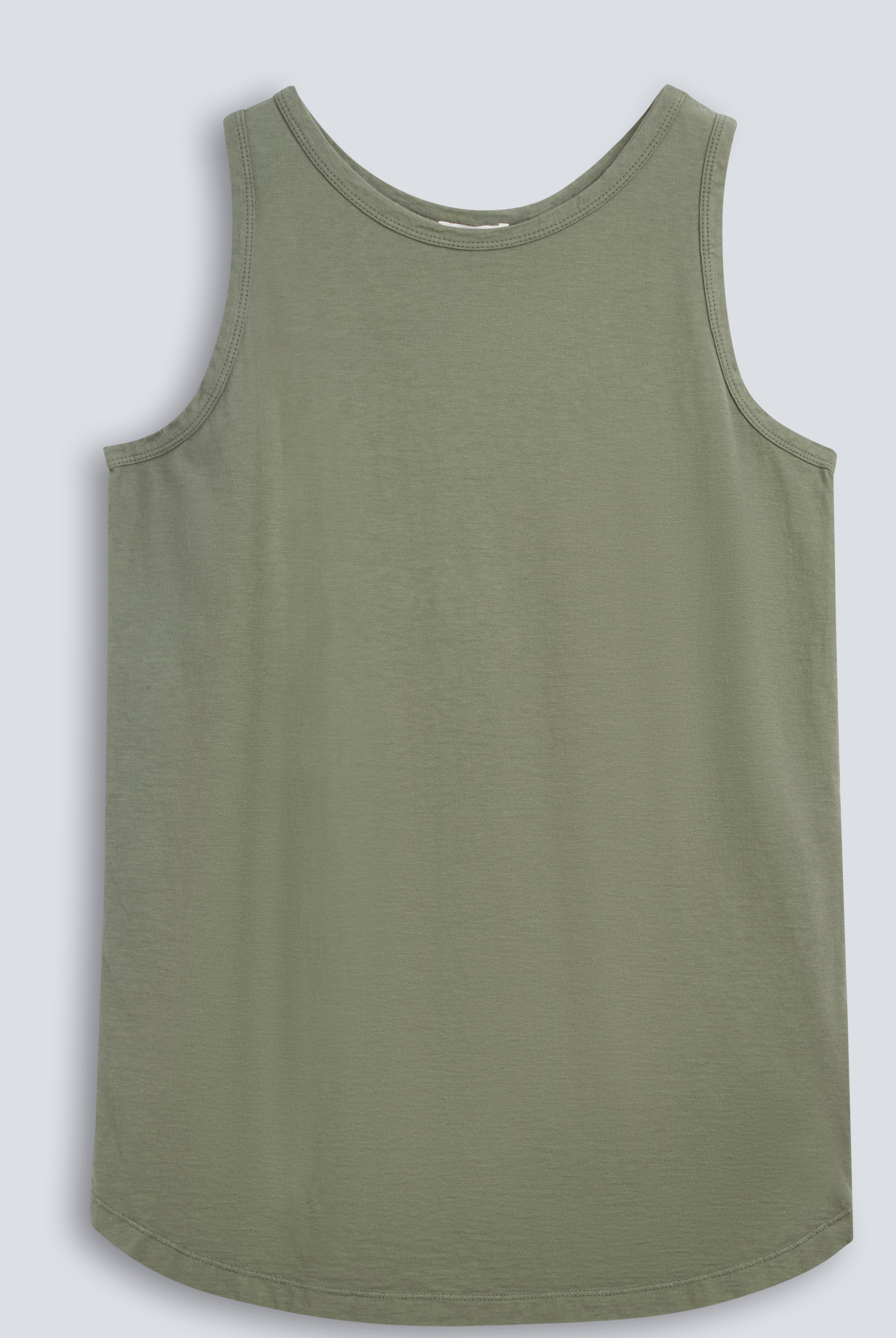 The Selene Olive. Front view. 140 grams organic cotton. GOTS certified.