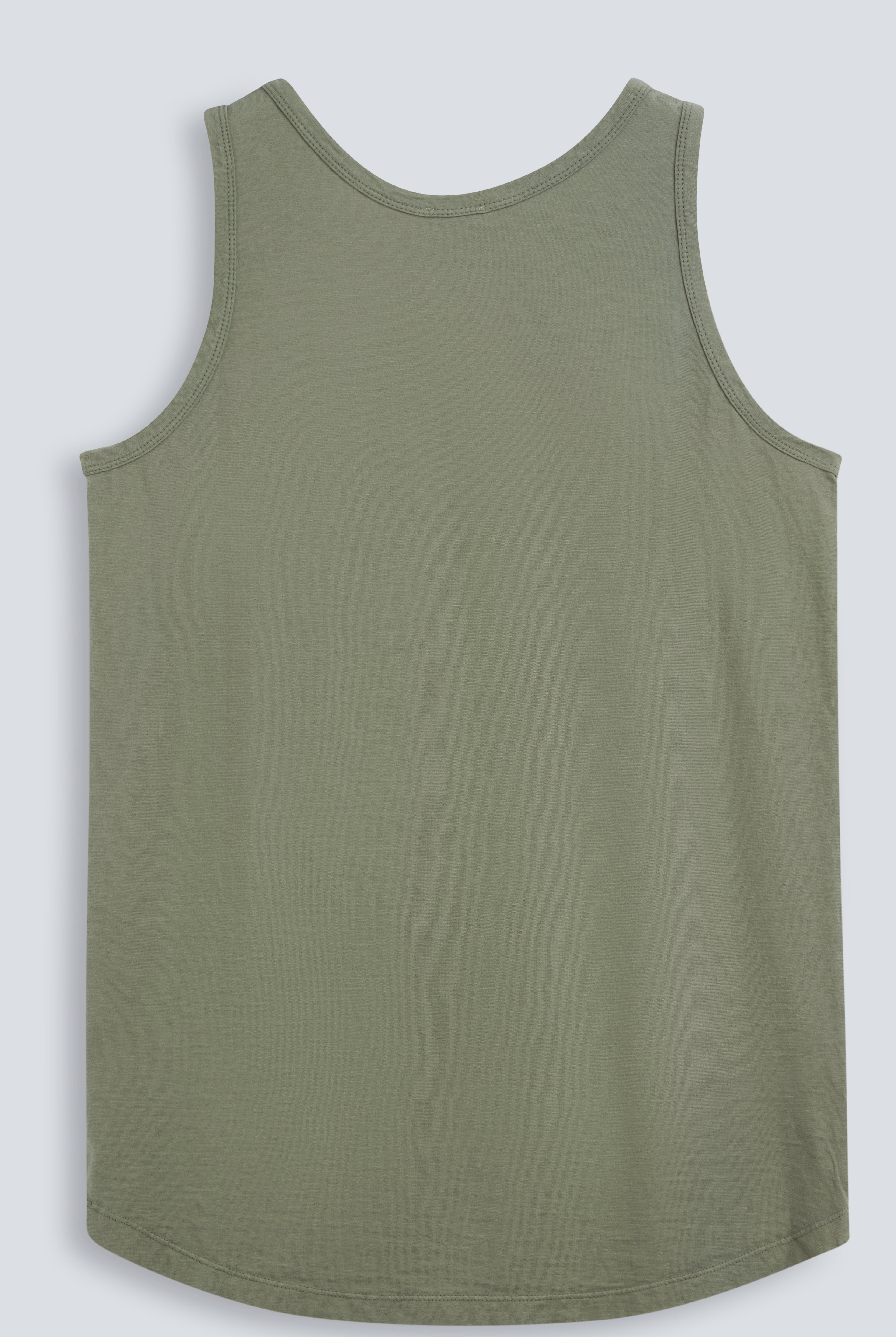 The Selene Olive. Back view. 140 grams organic cotton. GOTS certified.