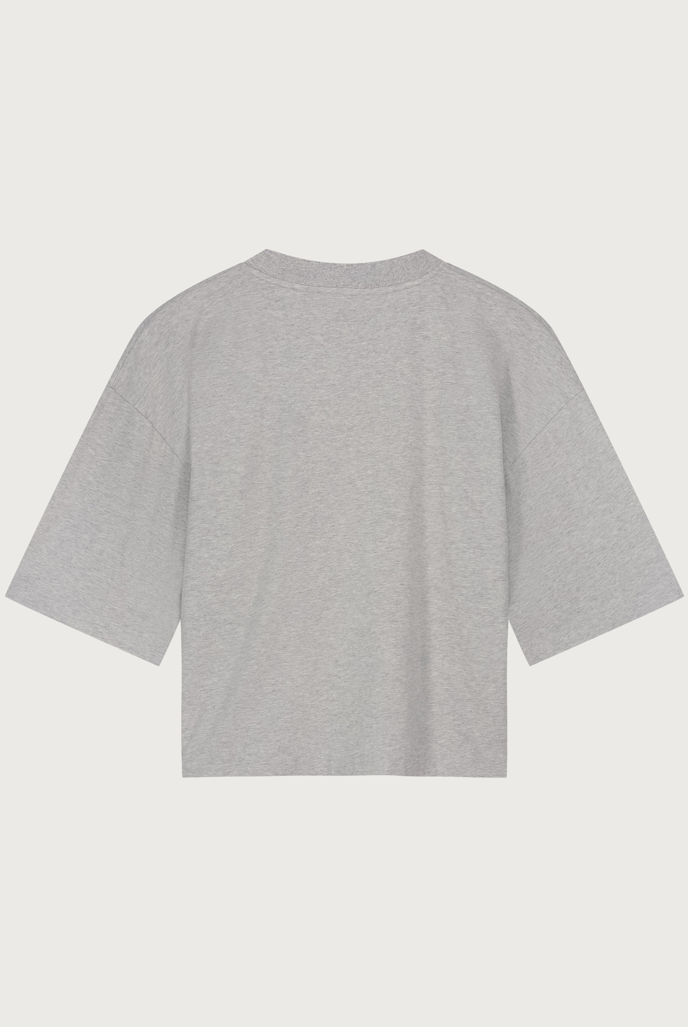 The Tess boxy tee grey melange back view, made in Portugal