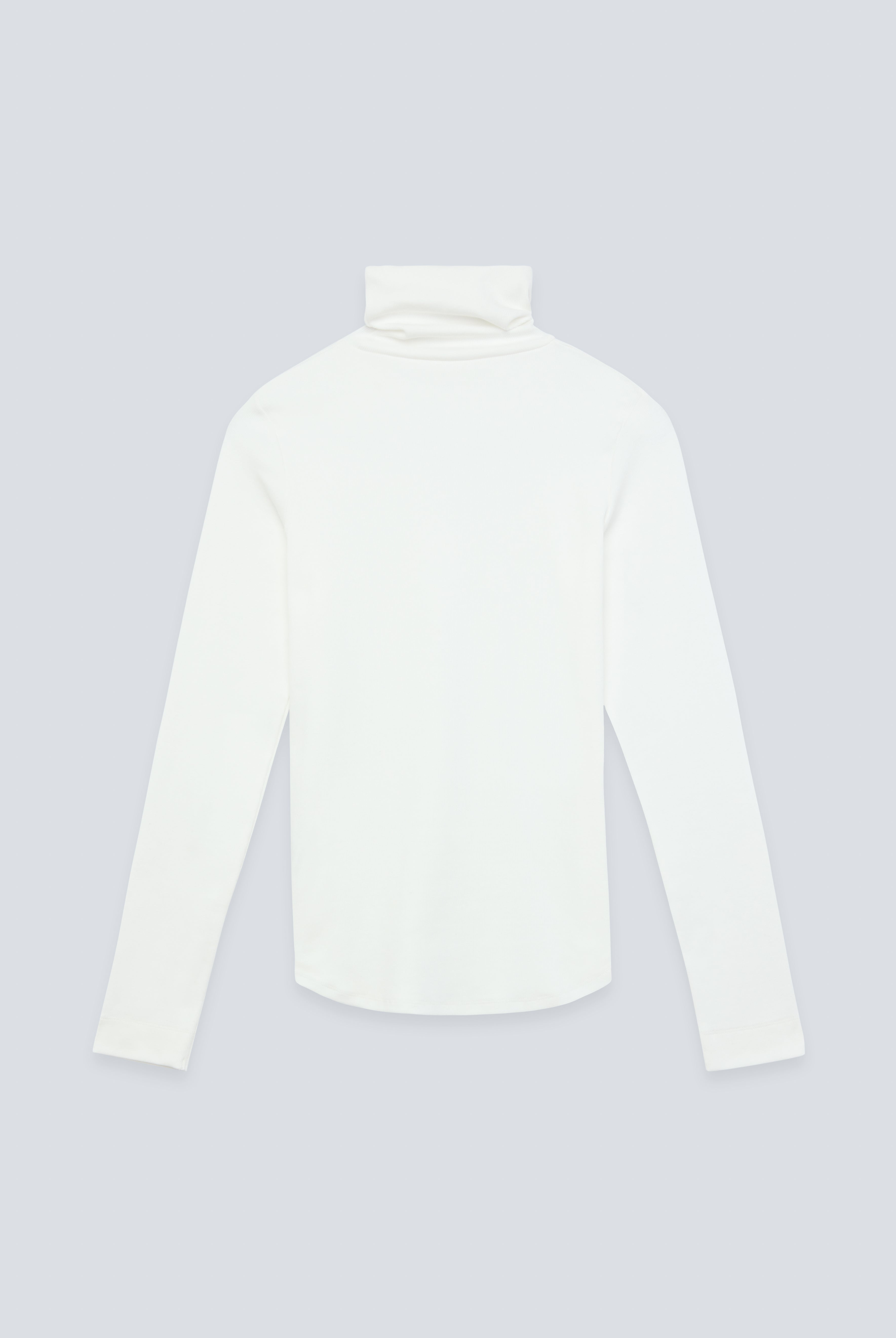 The Theresa in Off-White. Ribbed Turtleneck. 95% organic cotton with 5% elastane. GOTS. Back view.