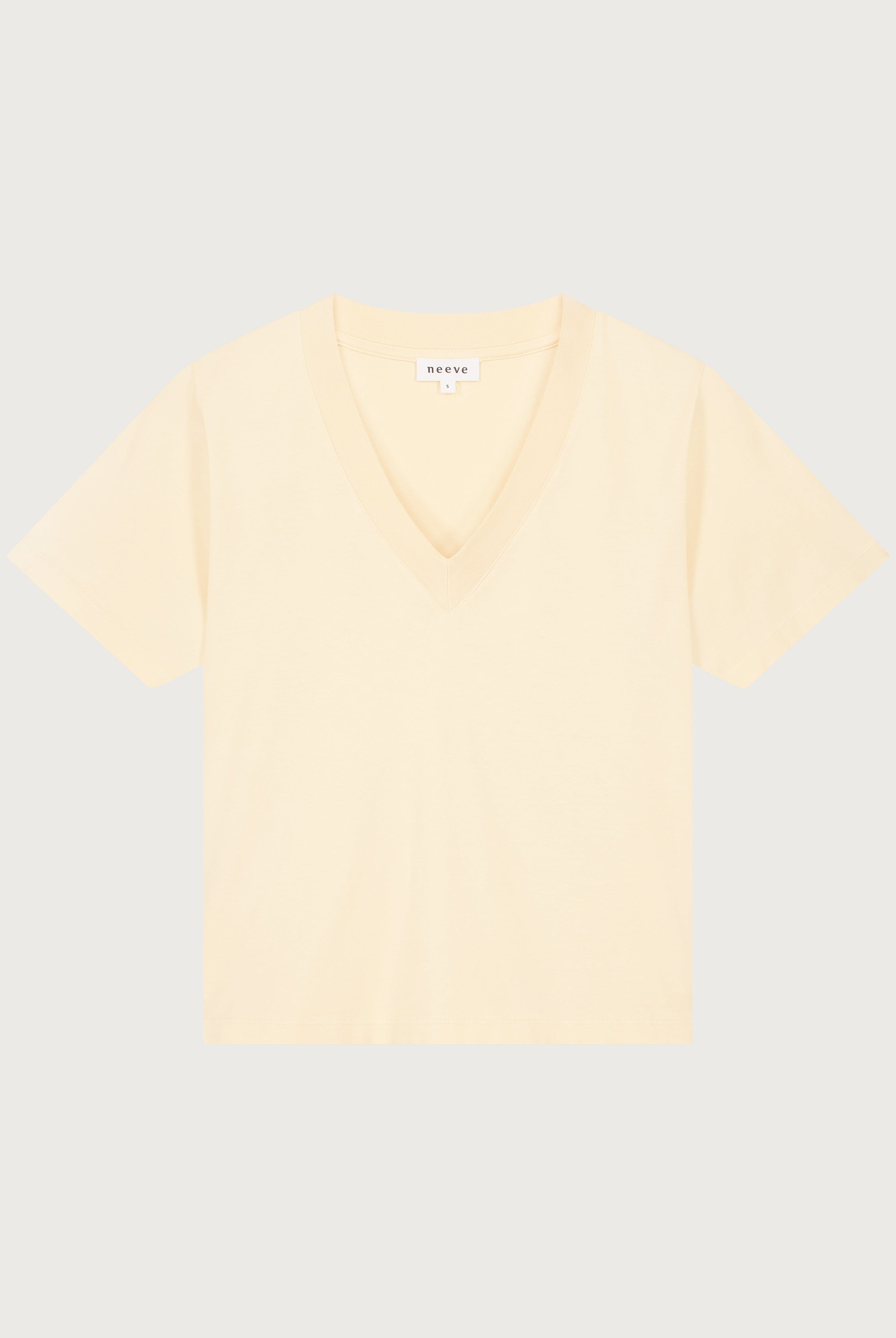 The Victoria v-neck top in apricot front view, 180g organic cotton made in Portugal