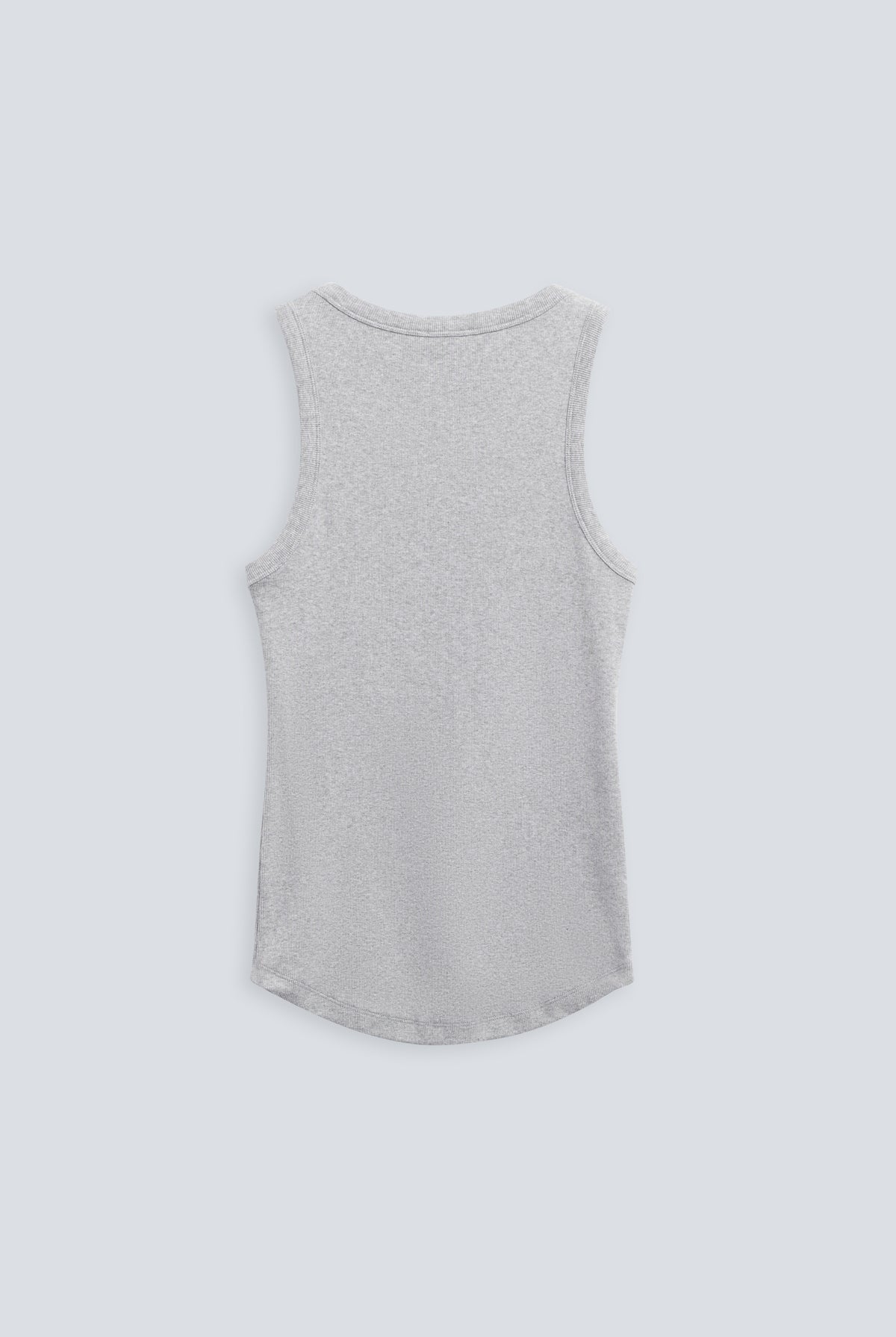 The Josie Tank Top in Grey Melange. Made from 95% organic cotton with 5% elastane. Back view.