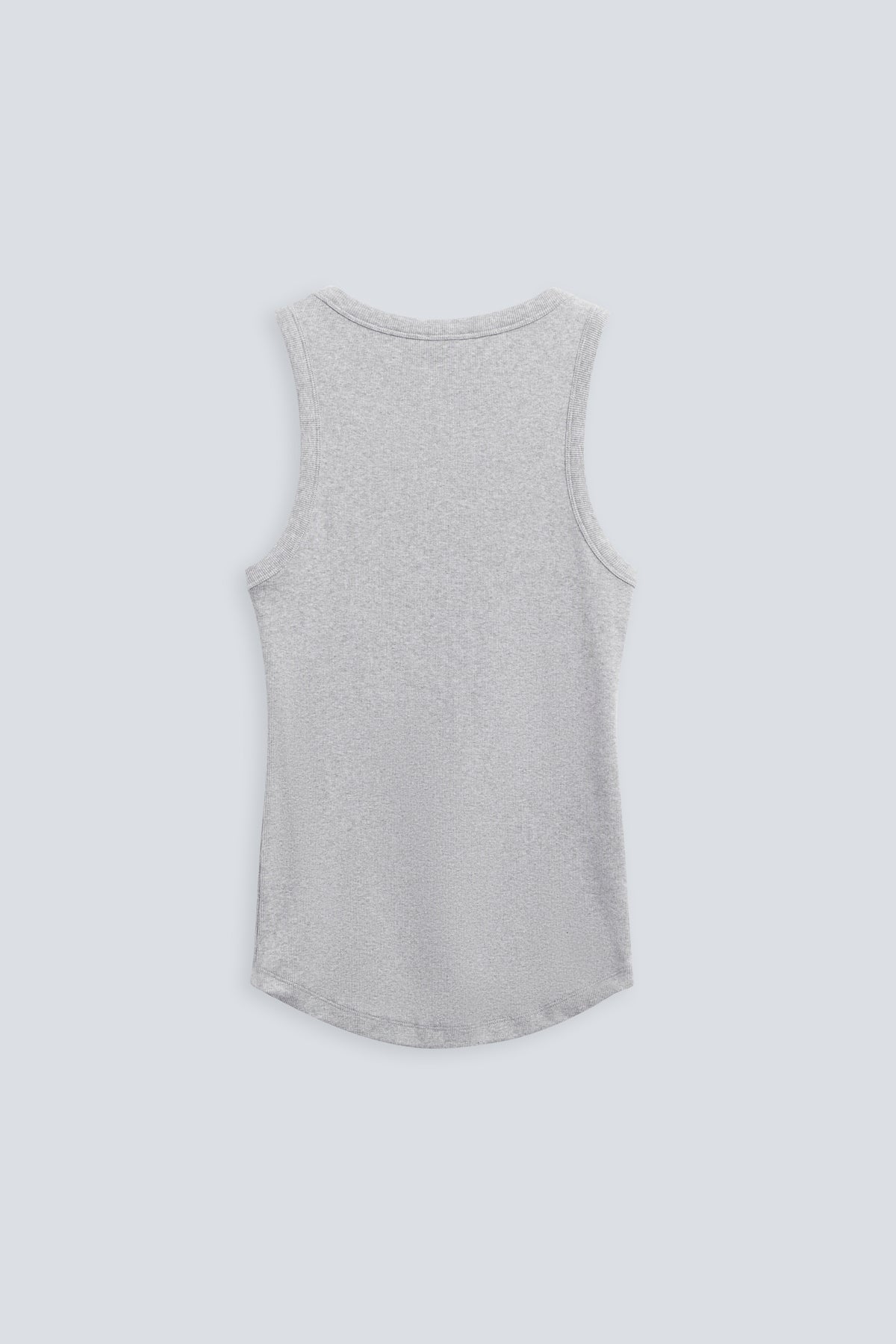 The Josie Tank Top in Grey Melange. Made from 95% organic cotton with 5% elastane. Back view.
