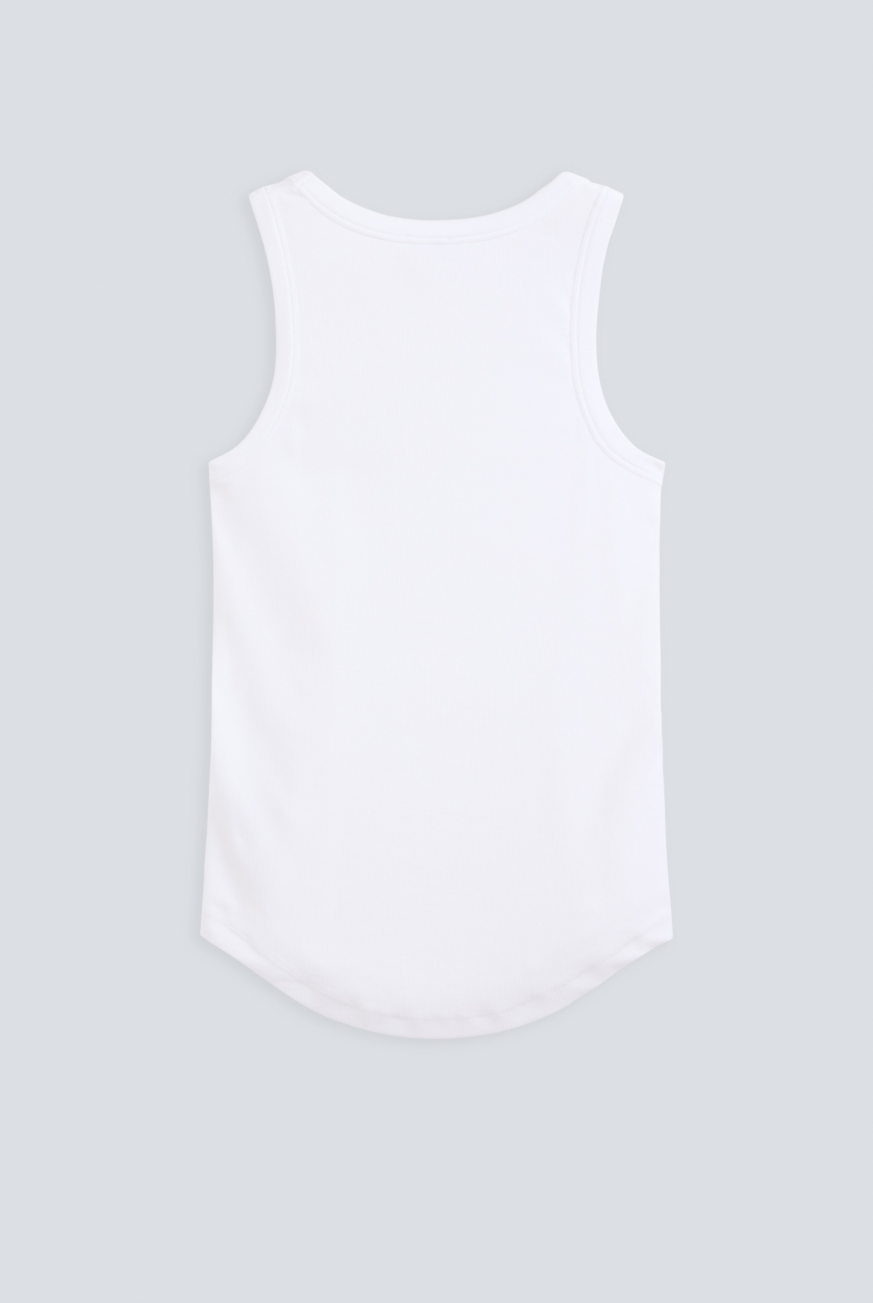 The Josie Tank Top in Crispy White. Made from 95% organic cotton with 5% elastane. Back view. GOTS