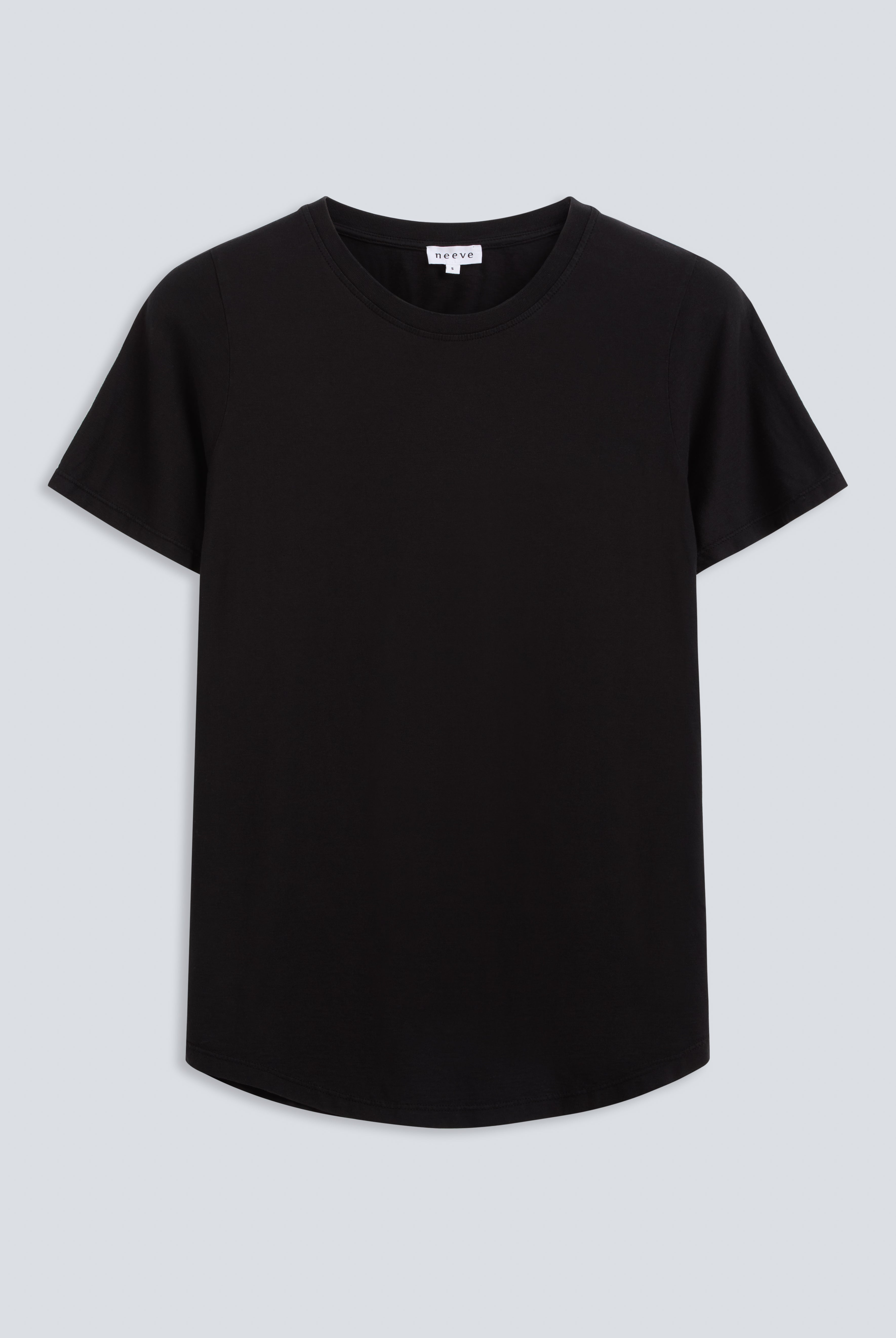 The Michelle crew-neck t-shirt in essential black front, GOTS certified organic cotton