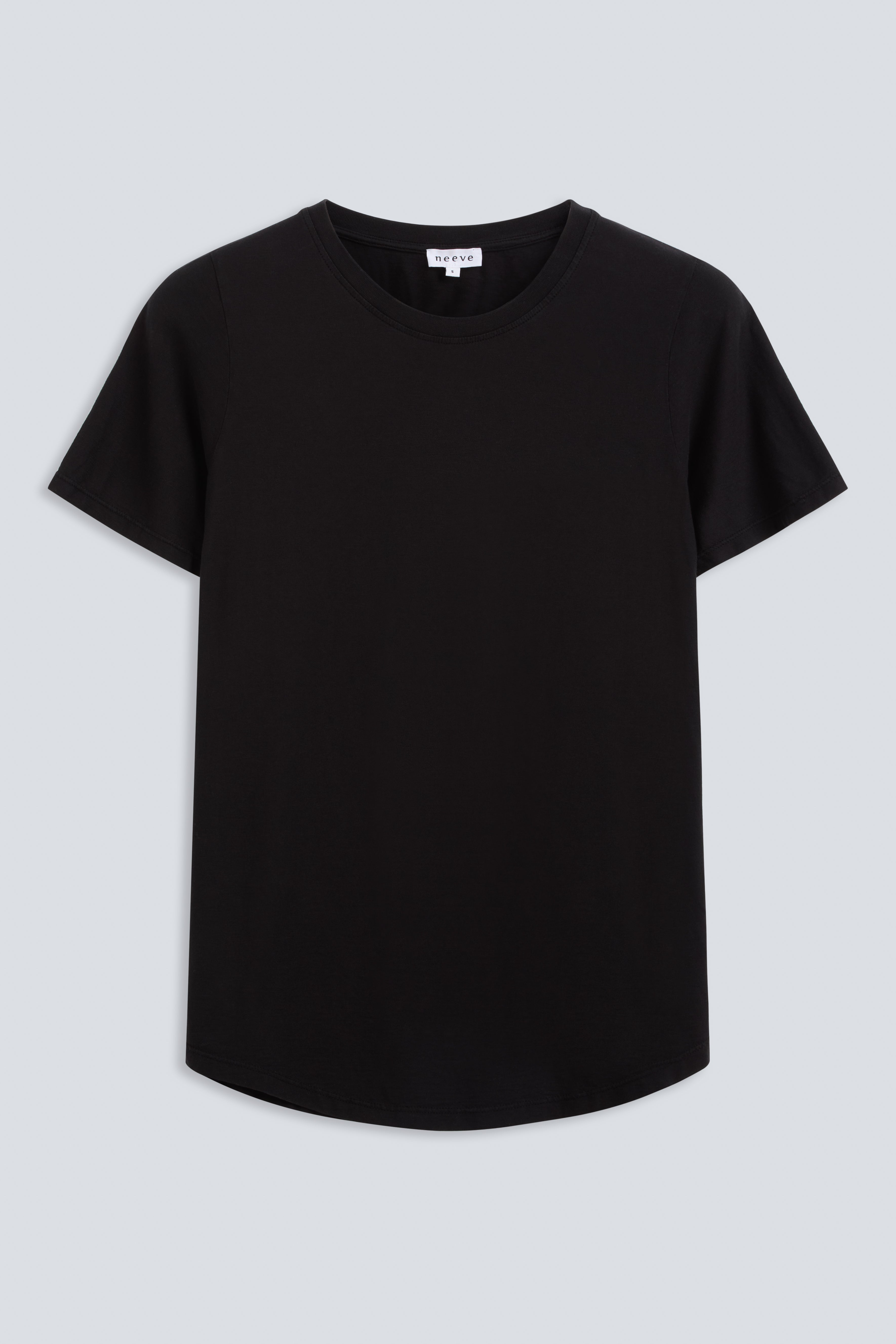 The Michelle crew-neck t-shirt in essential black front, GOTS certified organic cotton