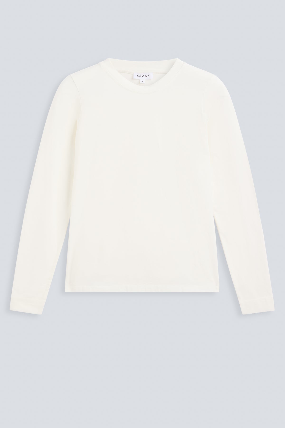 The Nora long sleeve in Off-White. Made from 95% organic cotton with 5% elastane. Front view.