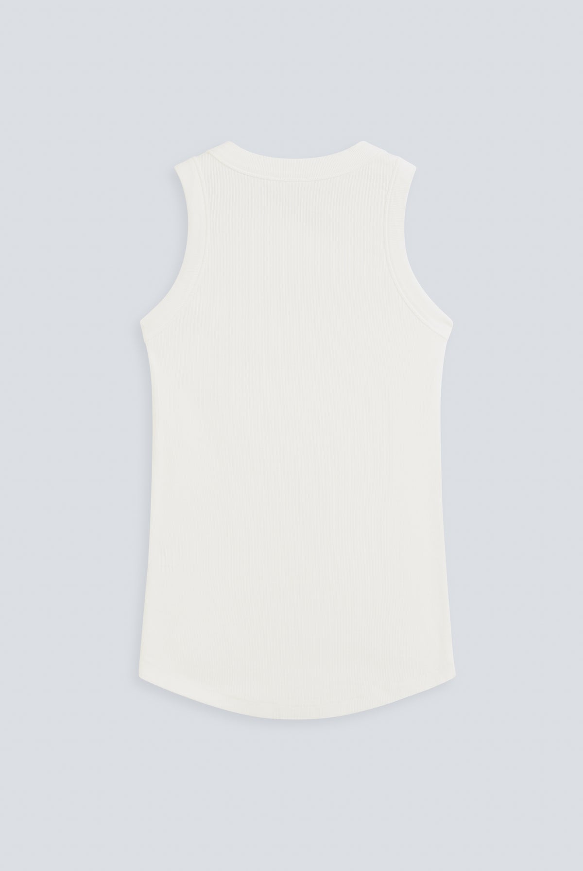 The Rania Off-White. Ribbed tank made from 95% organic cotton & 5% elastane. Back view.