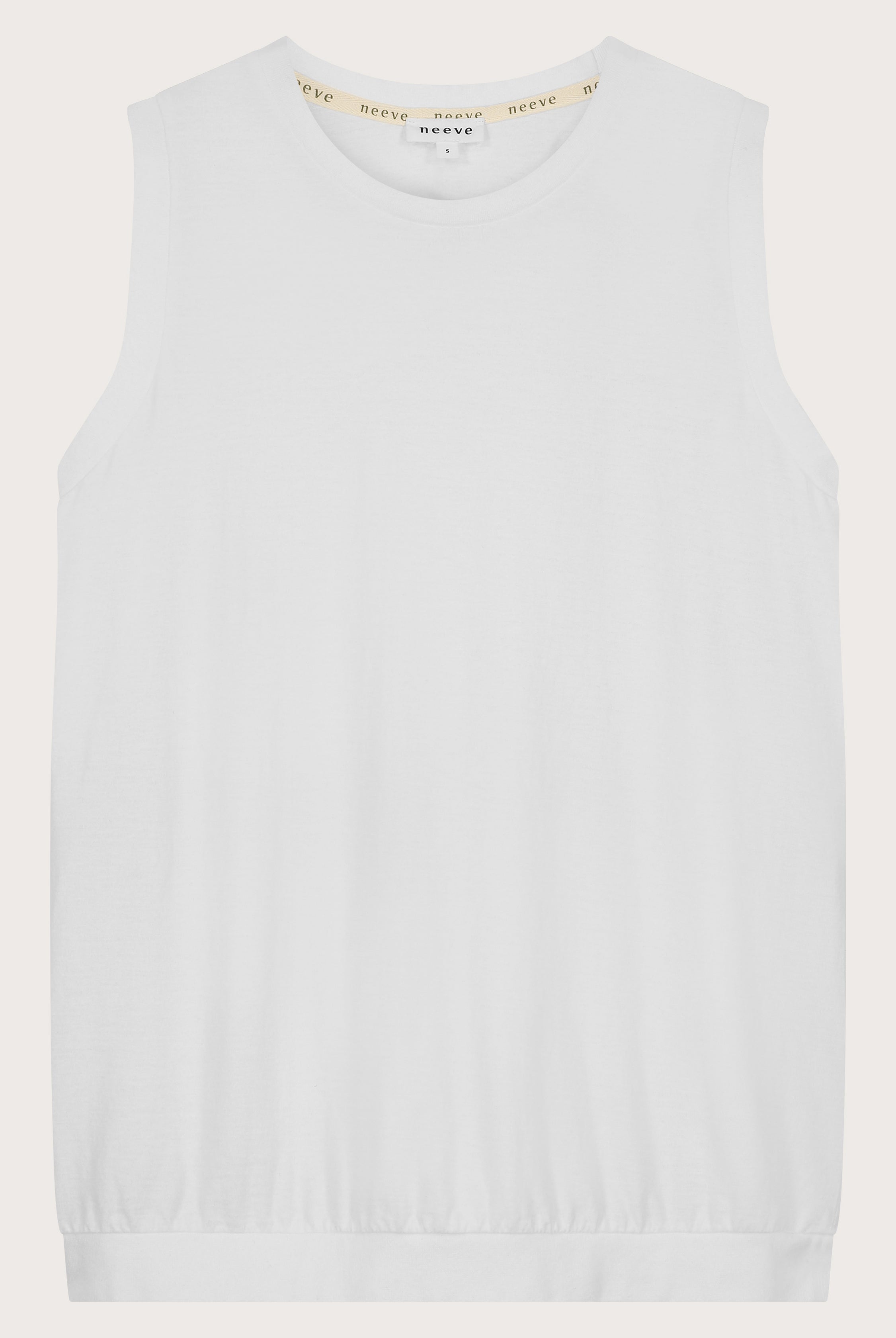 The Neva tank top in crispy white, front viewl, GOTS certified organic cotton made in Portugal