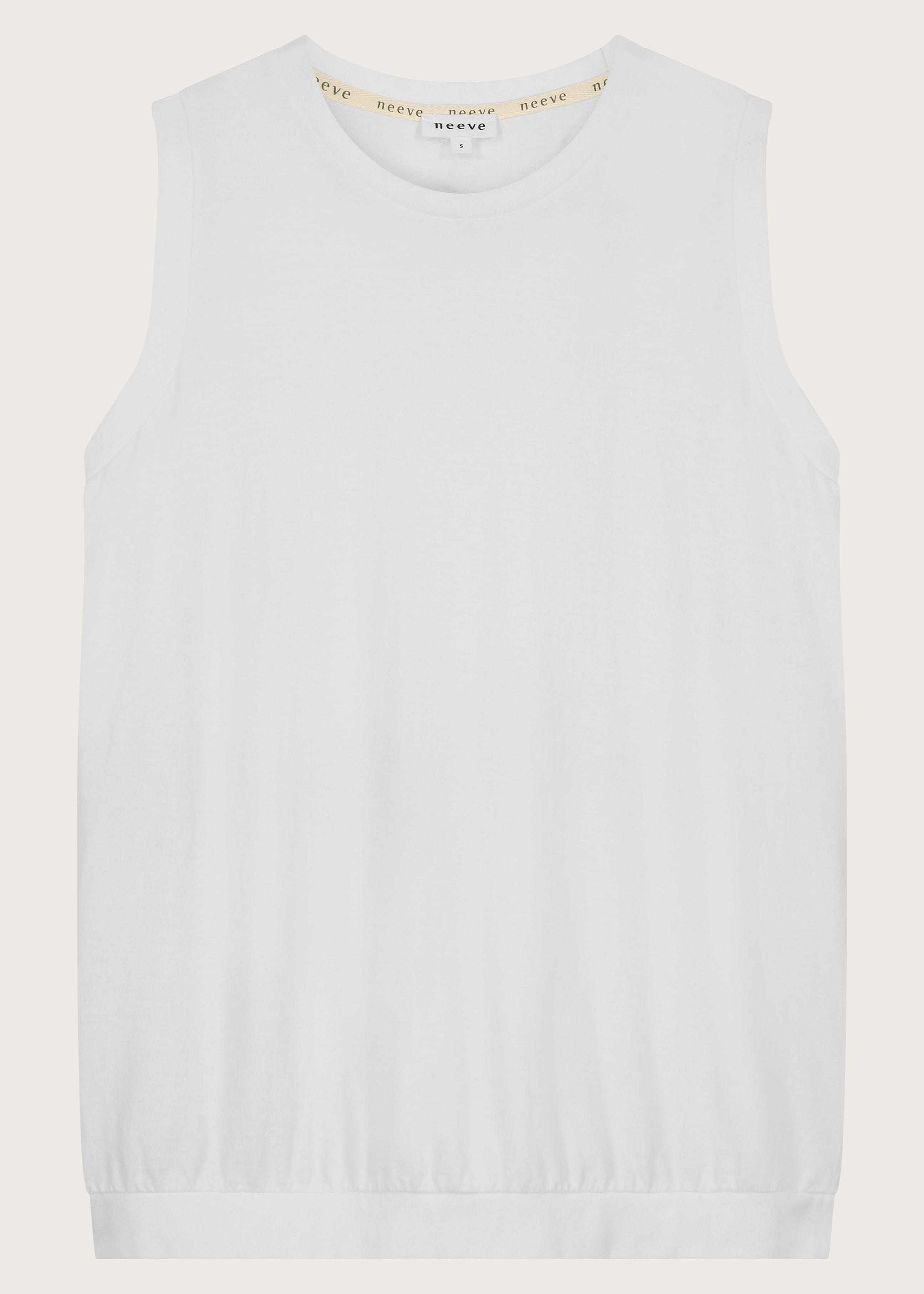 The Neva tank top in crispy white, front viewl, GOTS certified organic cotton made in Portugal