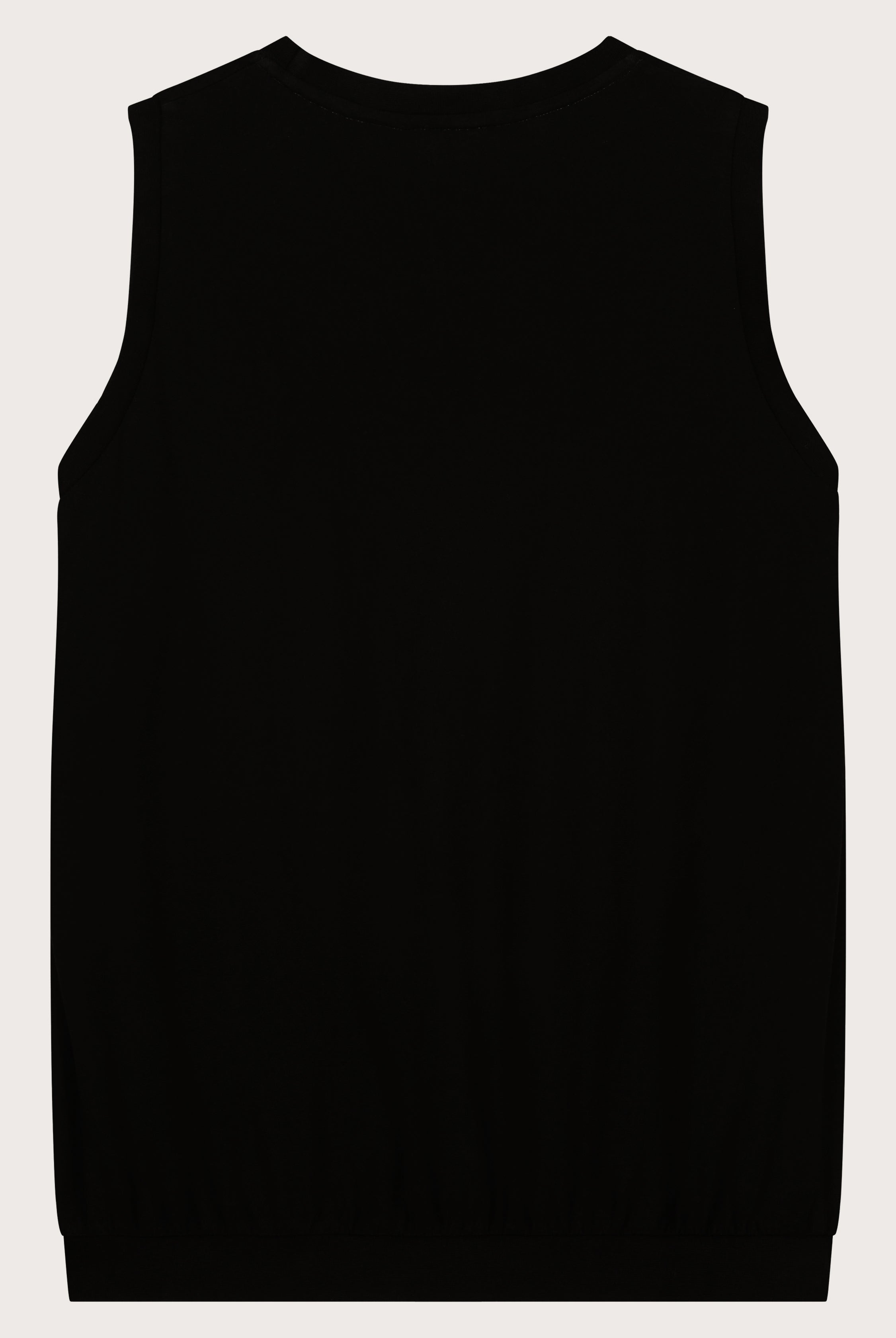 The Neva tank top in essential black - back view, sustainable wardrobe essential