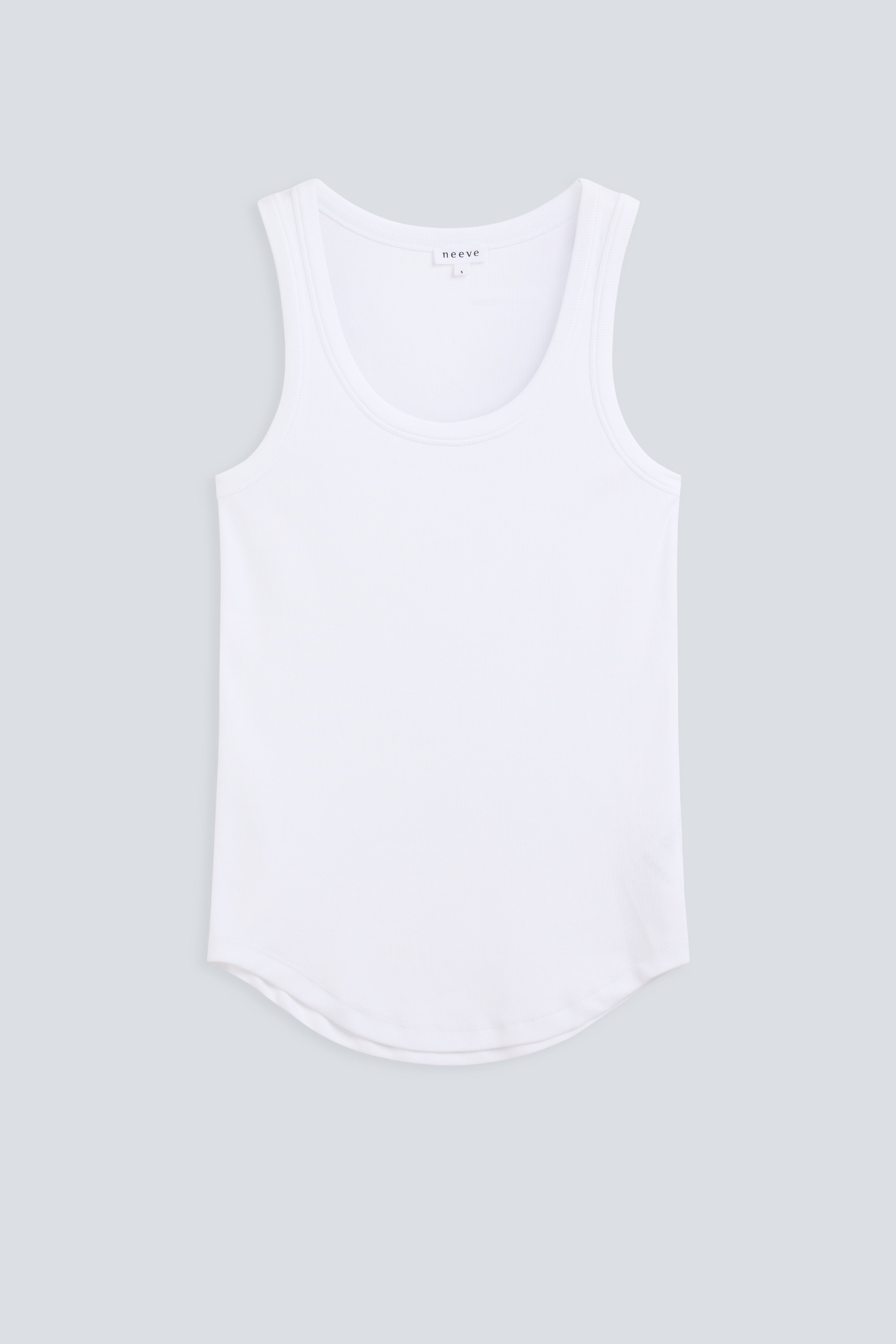 The Josie Tank Top in Crispy White. Made from 95% organic cotton with 5% elastane. Front view. GOTS