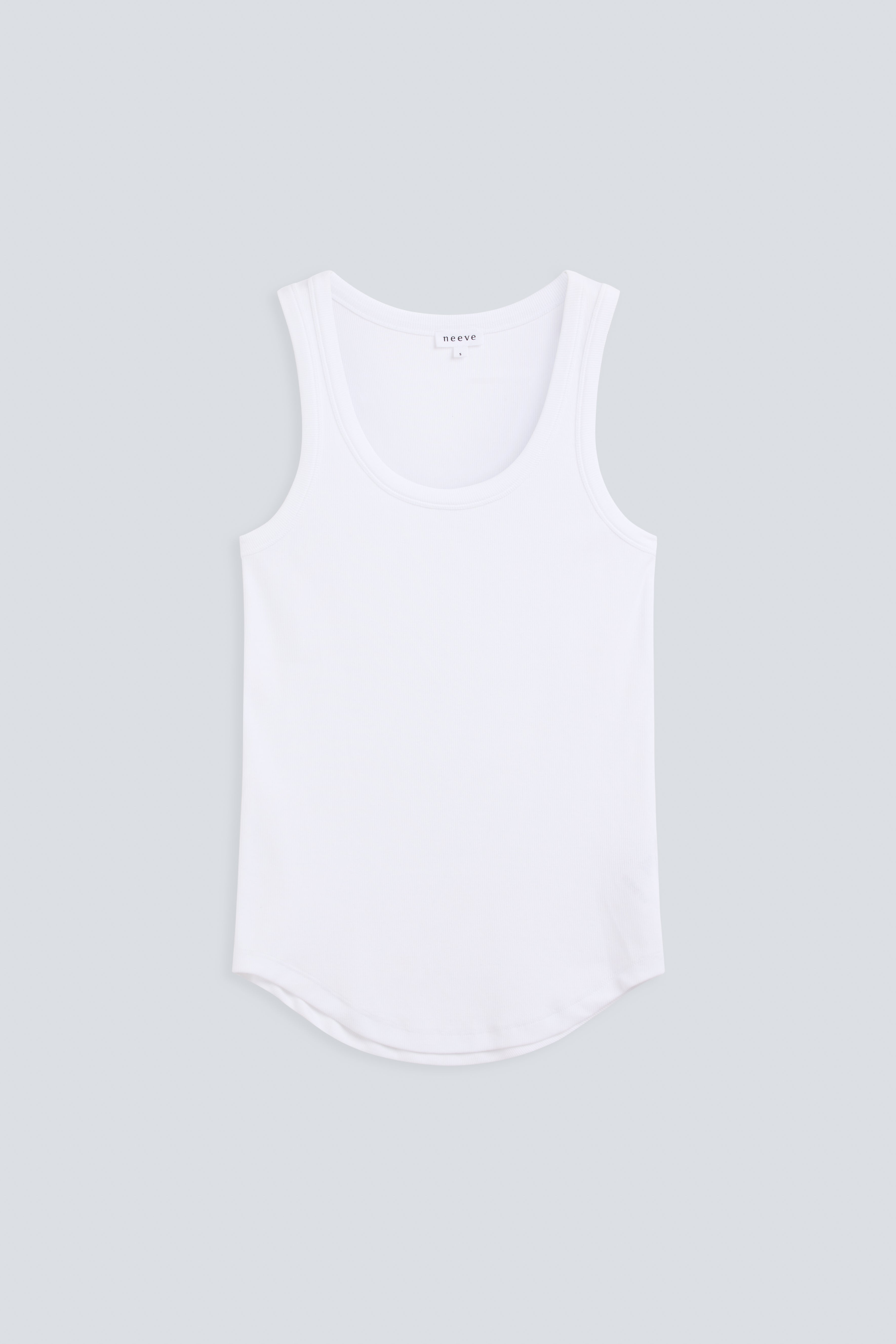 The Josie Tank Top in Crispy White. Made from 95% organic cotton with 5% elastane. Front view.
