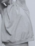 The Noémi tank top in grey melange on model, GOTS certified organic cotton