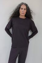 The Jess in Plum with The Riley in Plum shown on model