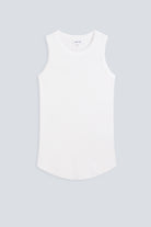 The Rania in Off-White. Front view. Ribbed tank made from 95% organic cotton with 5% elastane. GOTS, made in Portugal.  