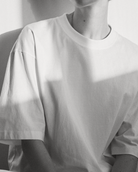 The Talia cropped boxy tee in crispy white on model, GOTS certified organic cotton