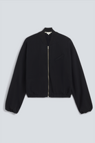 The Pippa bomber jacket essential black, front view, sustainable loungewear