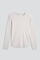 The Ella beige melange long sleeve top - front view 