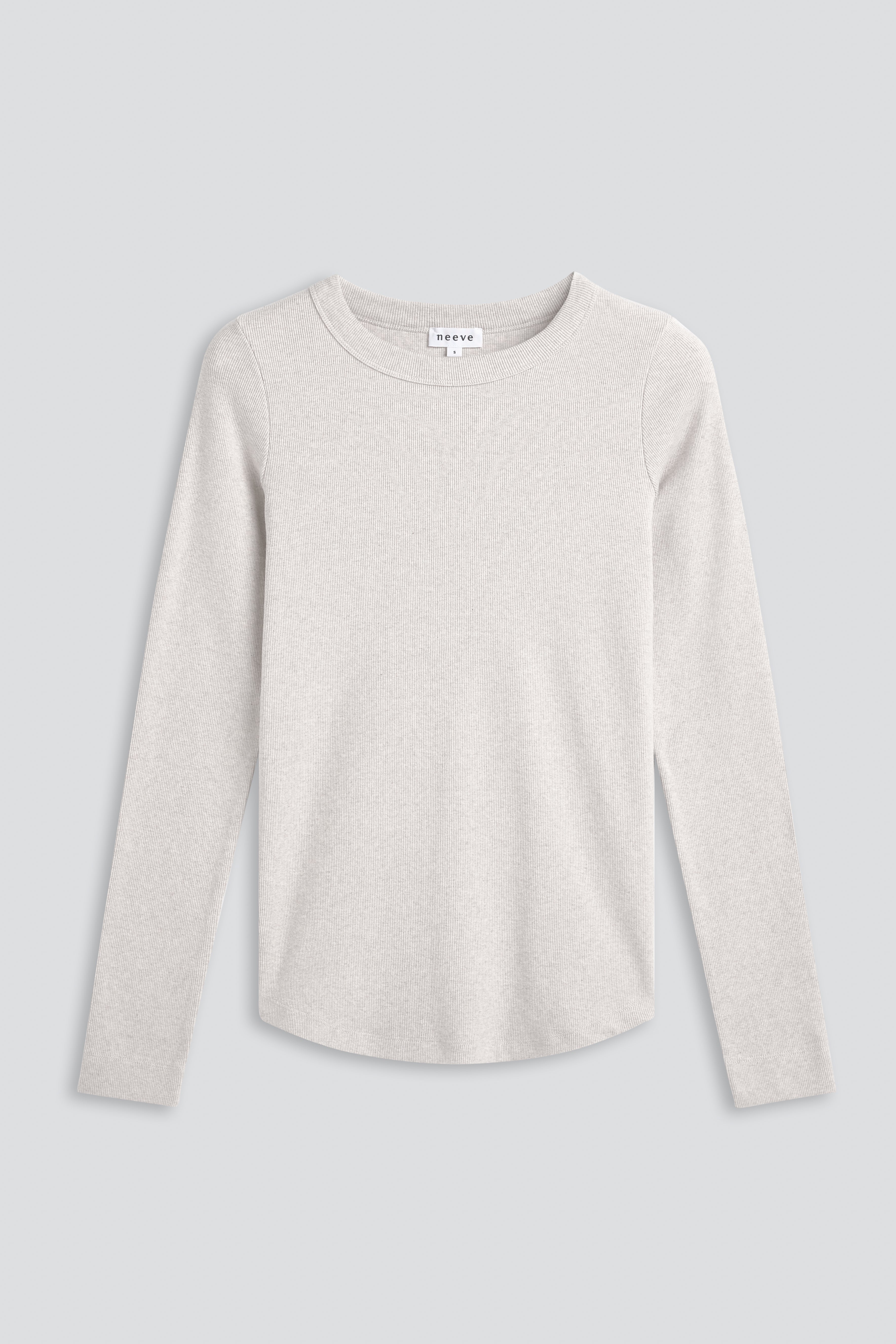 The Ella beige melange long sleeve top - front view 