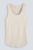 The Josie organic cotton tank top in beige melange, front view. GOTS-certified
