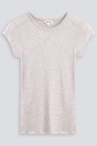 The Mika in Beige Melange. 98% Modal Lenzing with 2% Elastane. Front view. 