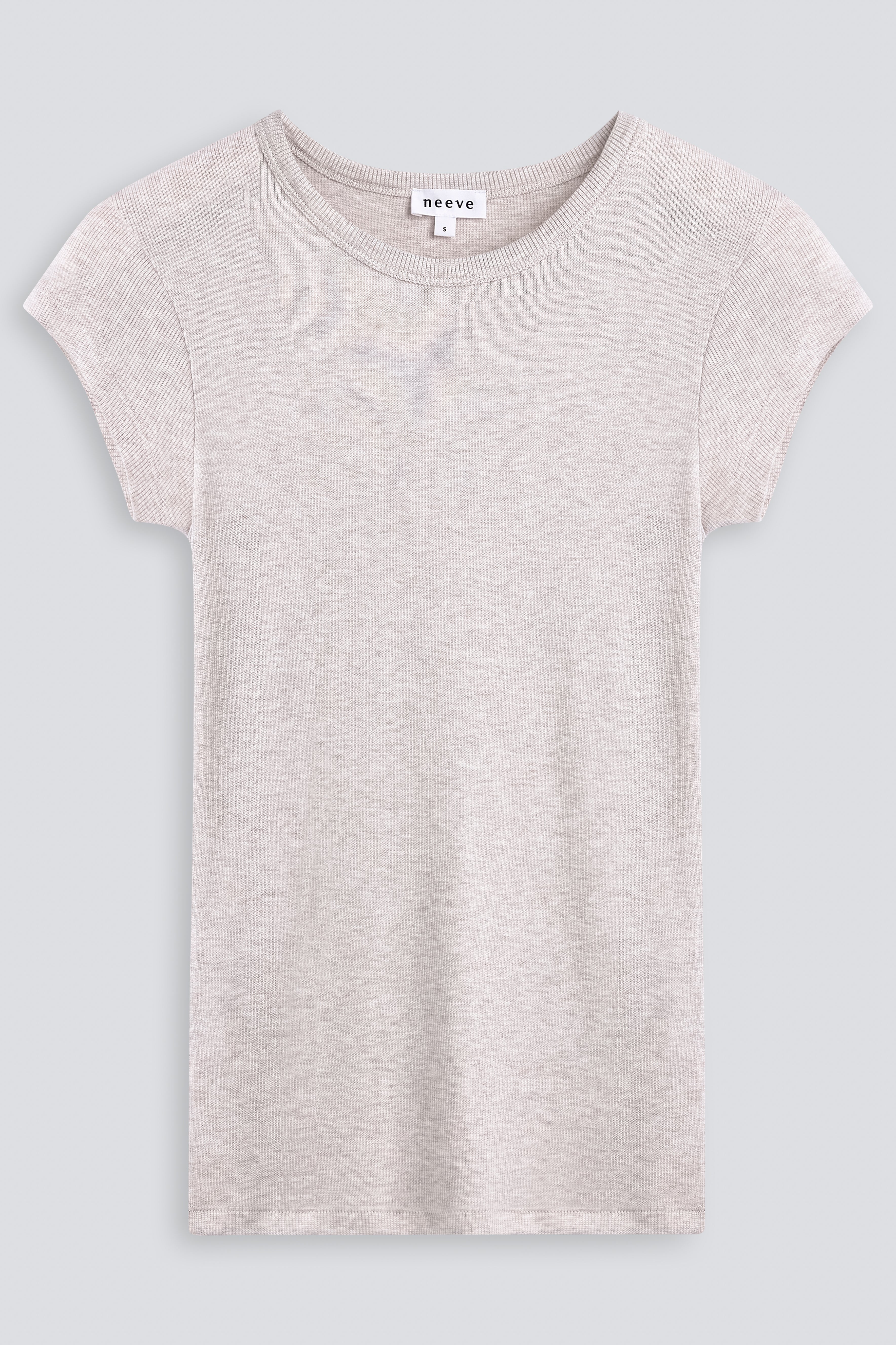 The Mika in Beige Melange. 98% Modal Lenzing with 2% Elastane. Front view. 