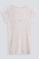 The Mika in Beige Melange. 98% Modal Lenzing with 2% Elastane. Back view. 