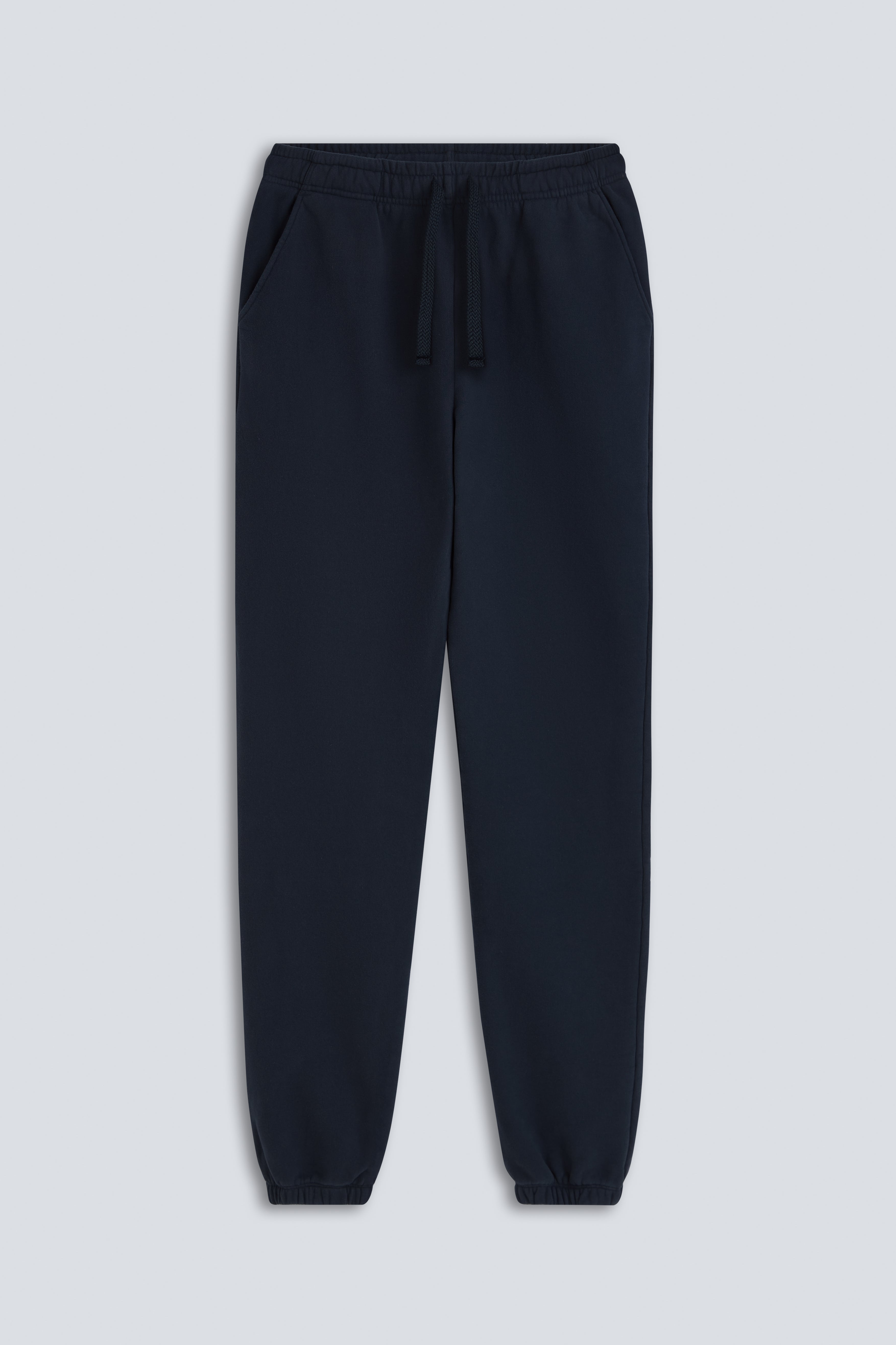 The Abby in Navy, front view. 100% organic cotton fleece. Made in Portugal. 