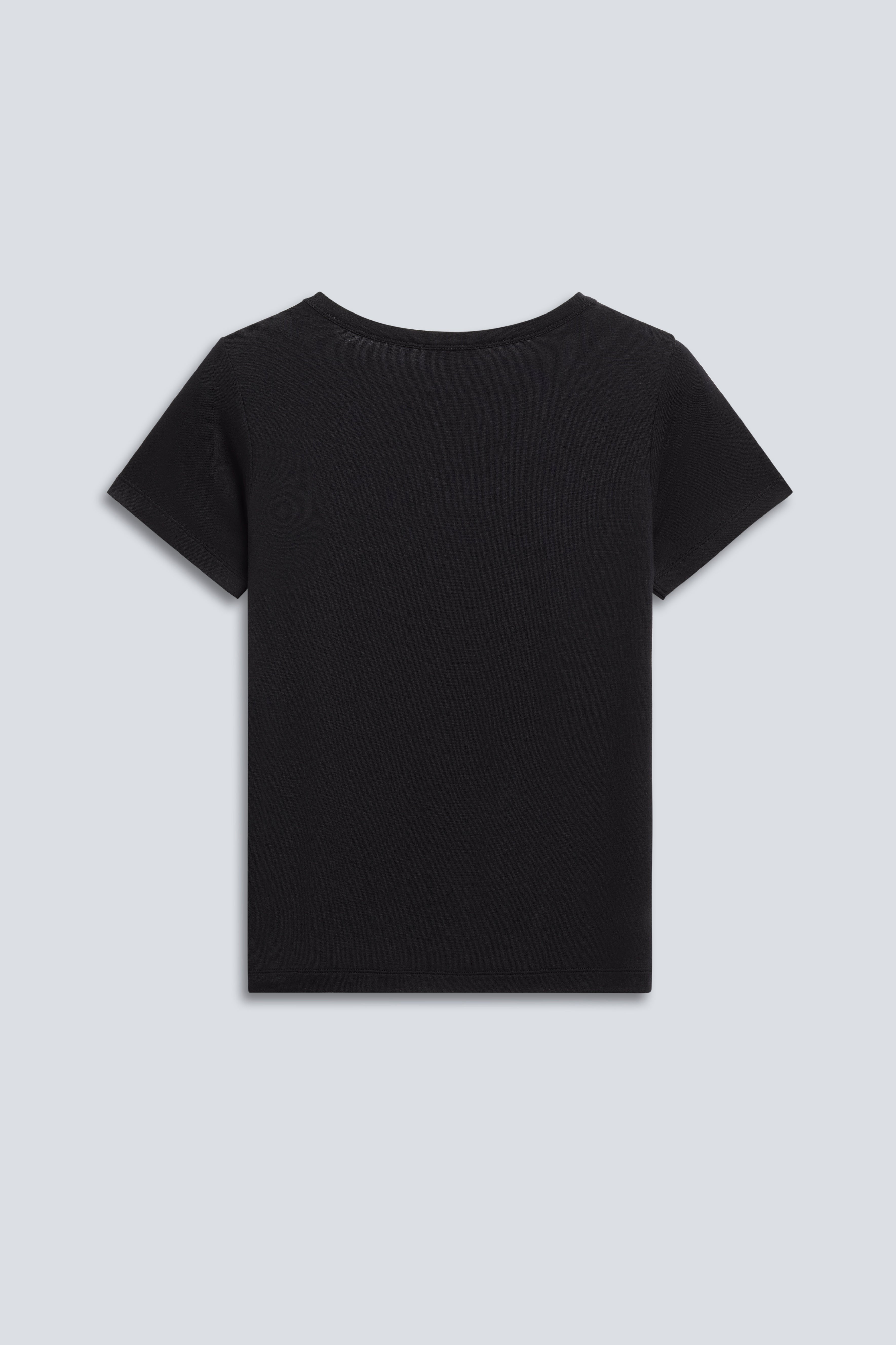 The Bobbie in Essential Black. 95% micromodal with 5% elastane. Back view.