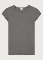 The Carmen striped baby tee front view, capped sleeves, 97% Ecovero viscose